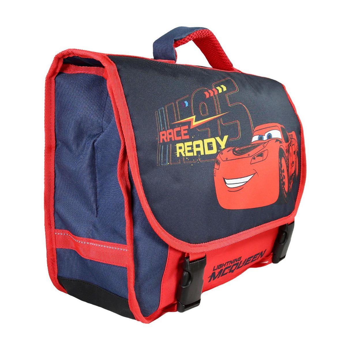 Bagtrotter Cartable Scolaire Primaire 38cm Cars Rouge et Bleu Marine  2 Compartiments - Bagtrotter