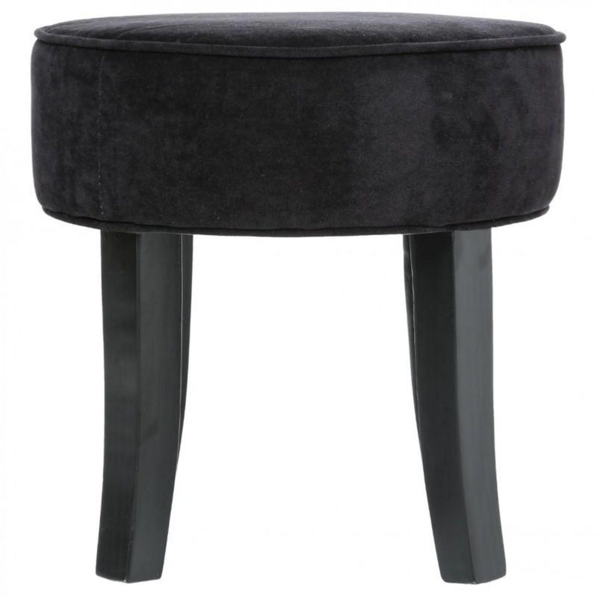  Tabouret en Velours  Adriel  35cm Noir