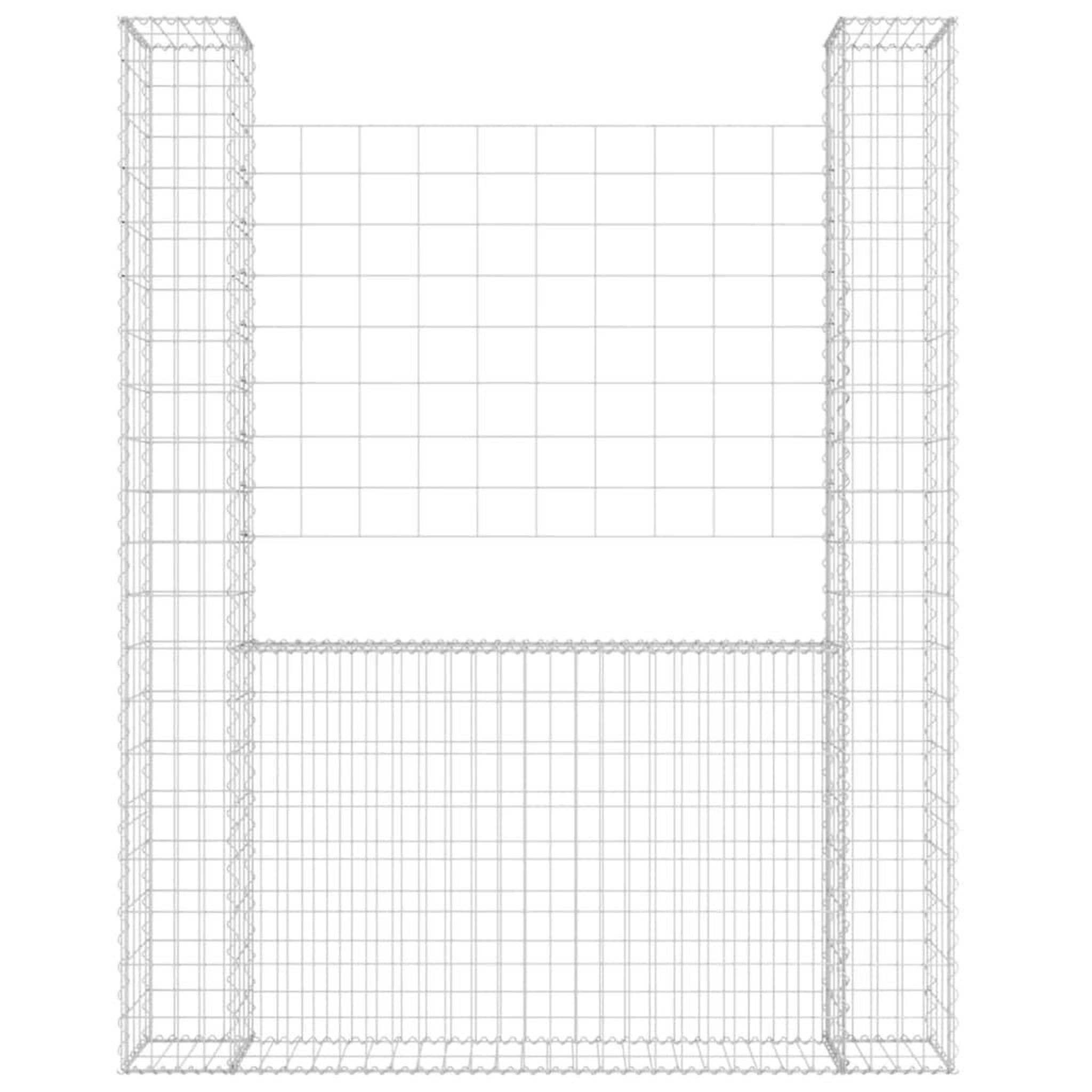 Voir la diapositive 3 : VIDAXL Panier de gabion en forme de U avec 2 poteaux Fer 140x20x200 cm