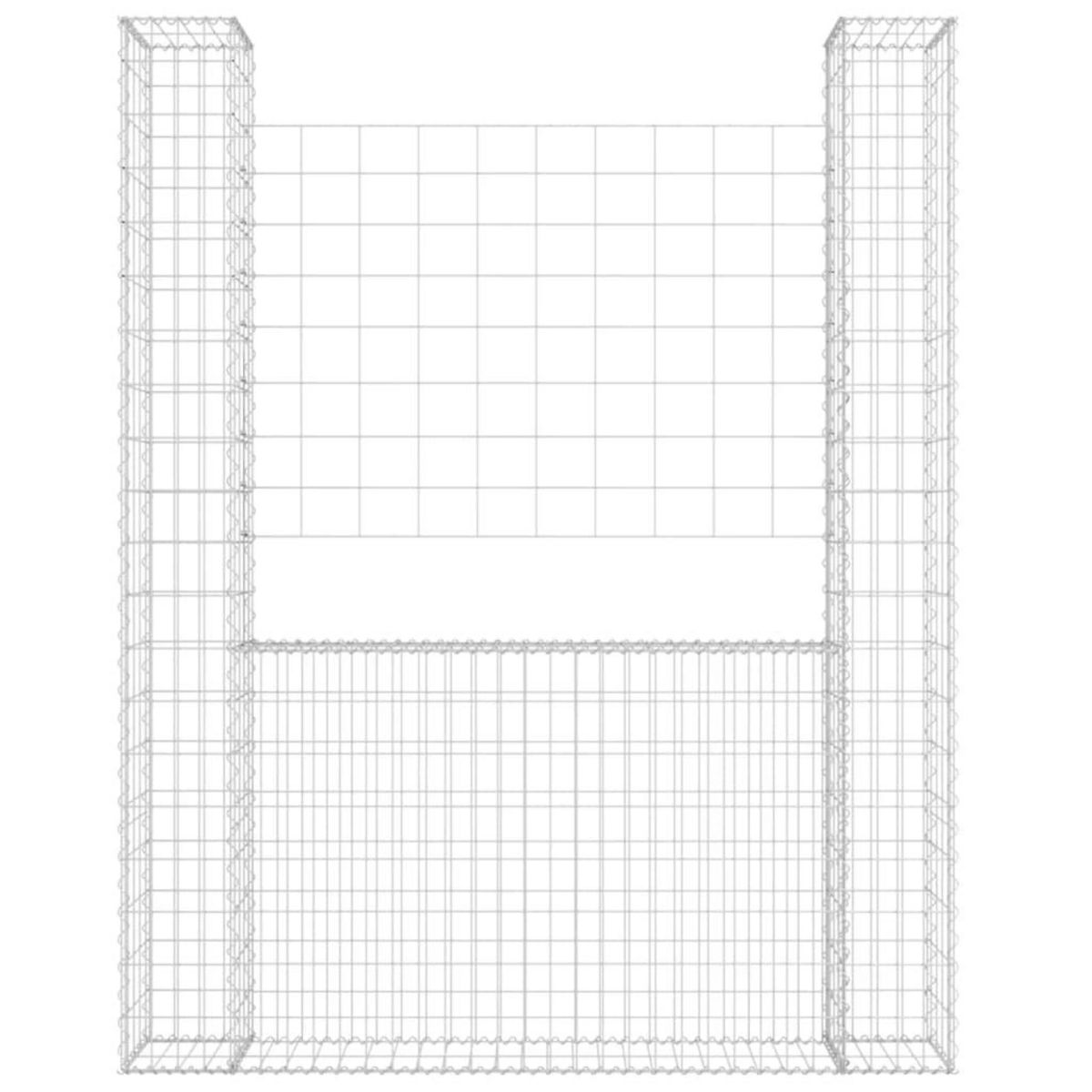 VIDAXL Panier de gabion en forme de U avec 2 poteaux Fer 140x20x200 cm