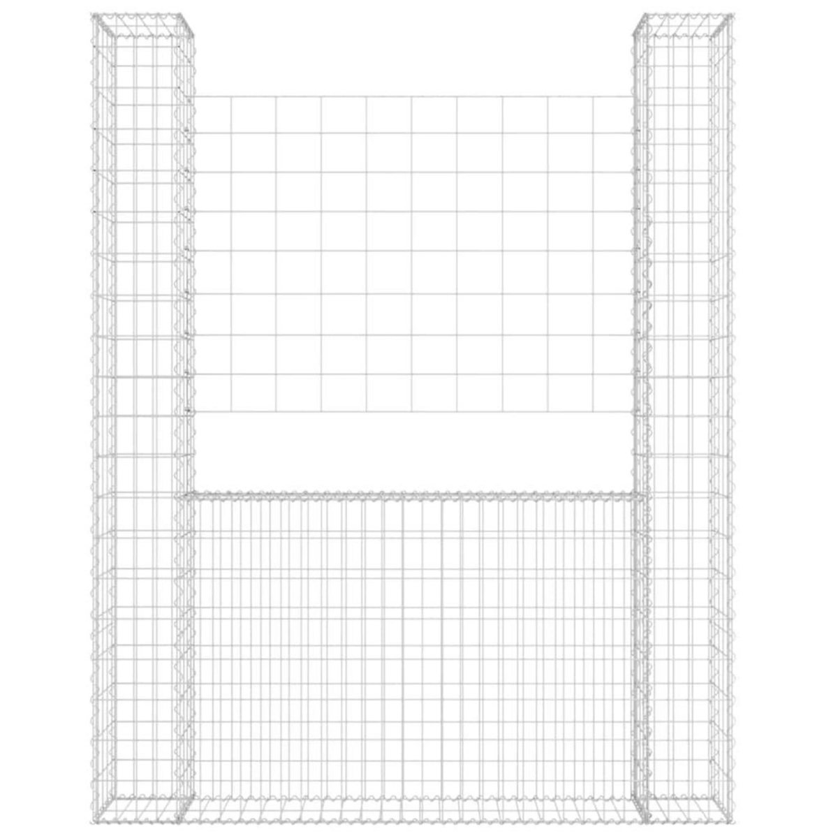 VIDAXL Panier de gabion en forme de U avec 2 poteaux Fer 140x20x200 cm