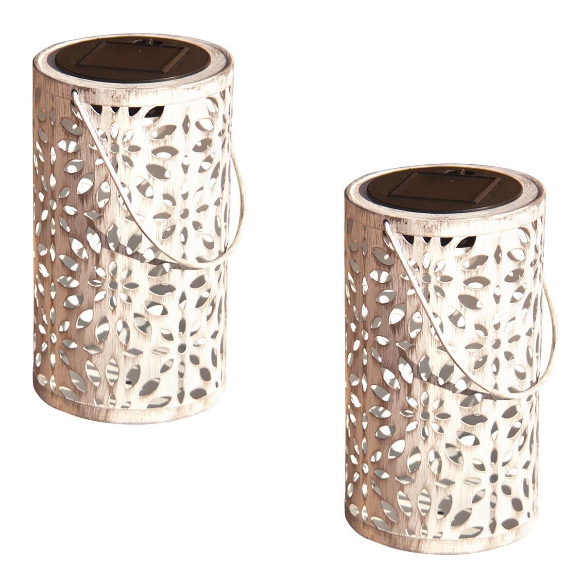 Lumisky 2 lanternes solaires ombre fleur BLOOM Blanc Metal H31cm