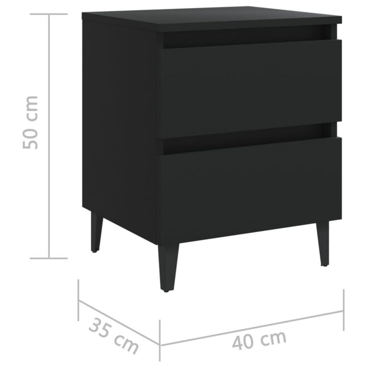 VIDAXL Table de chevet noir 40x35x50 cm bois d'ingenierie