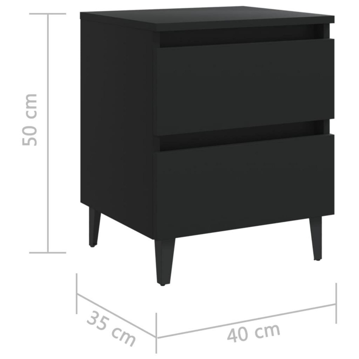 VIDAXL Table de chevet noir 40x35x50 cm bois d'ingenierie