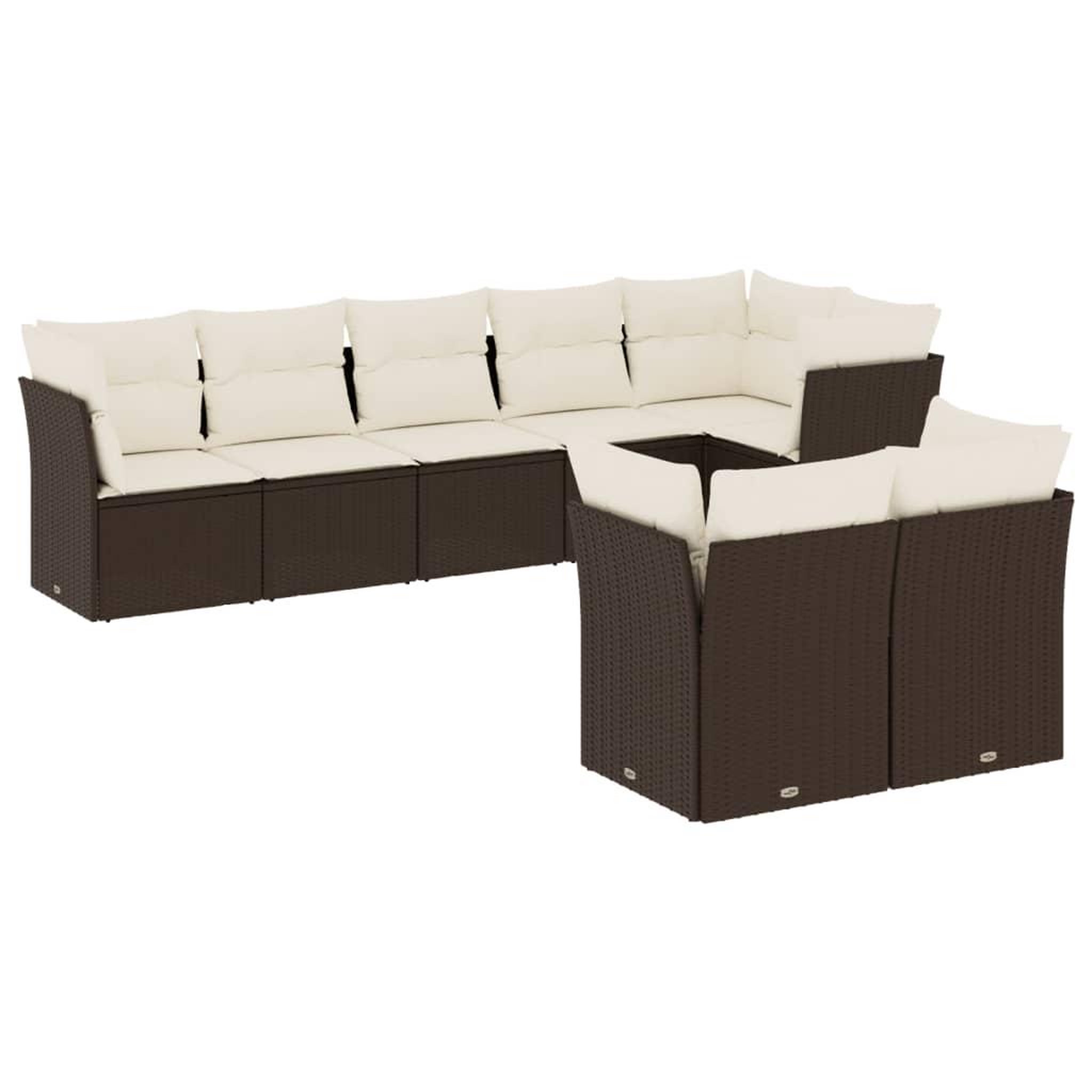 Voir la diapositive 2 : VIDAXL Salon de jardin 8 pcs avec coussins marron resine tressee