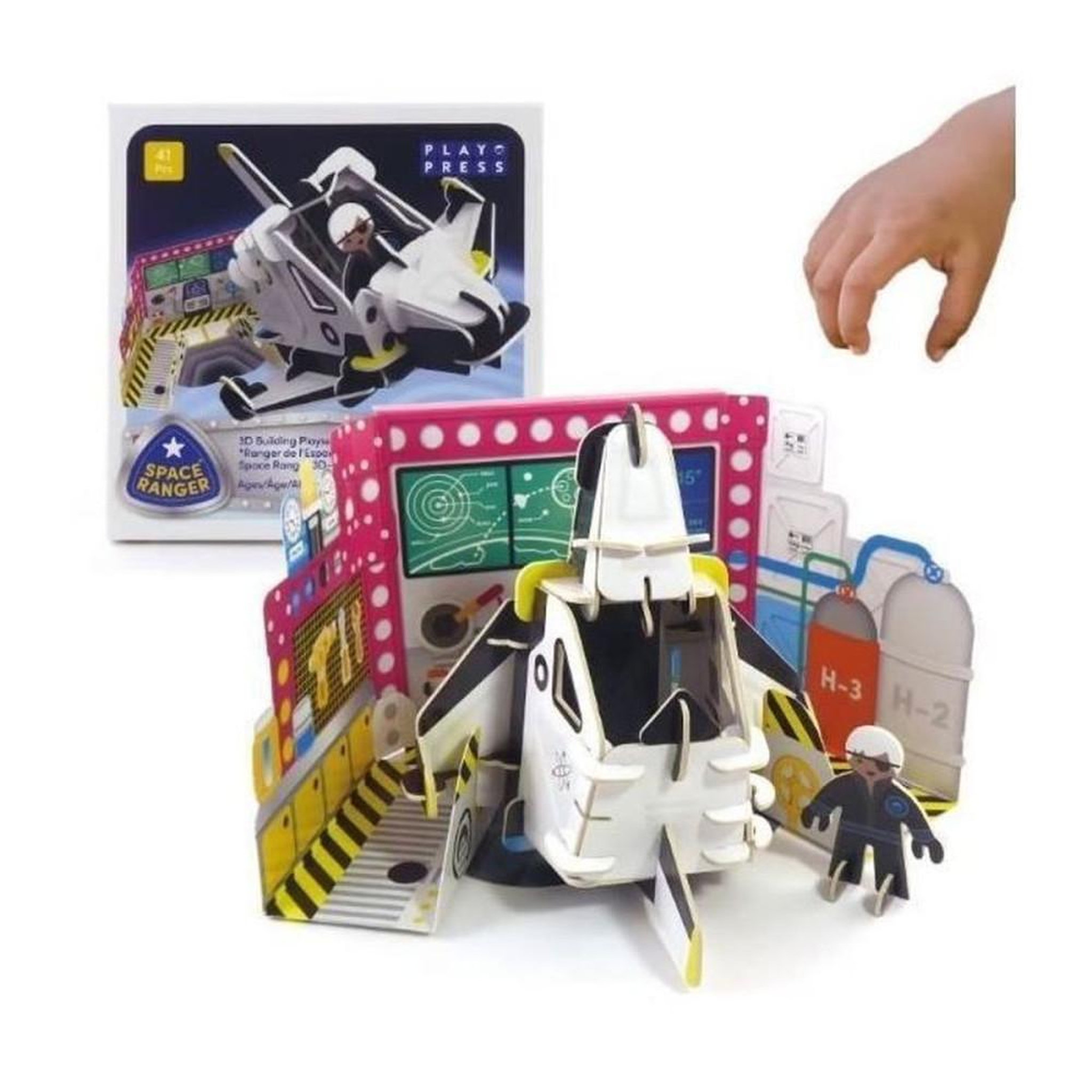 Coffret de construction 3D Space Ranger, 40+ pièces, montage sans outils, pièces en carton sans plastique