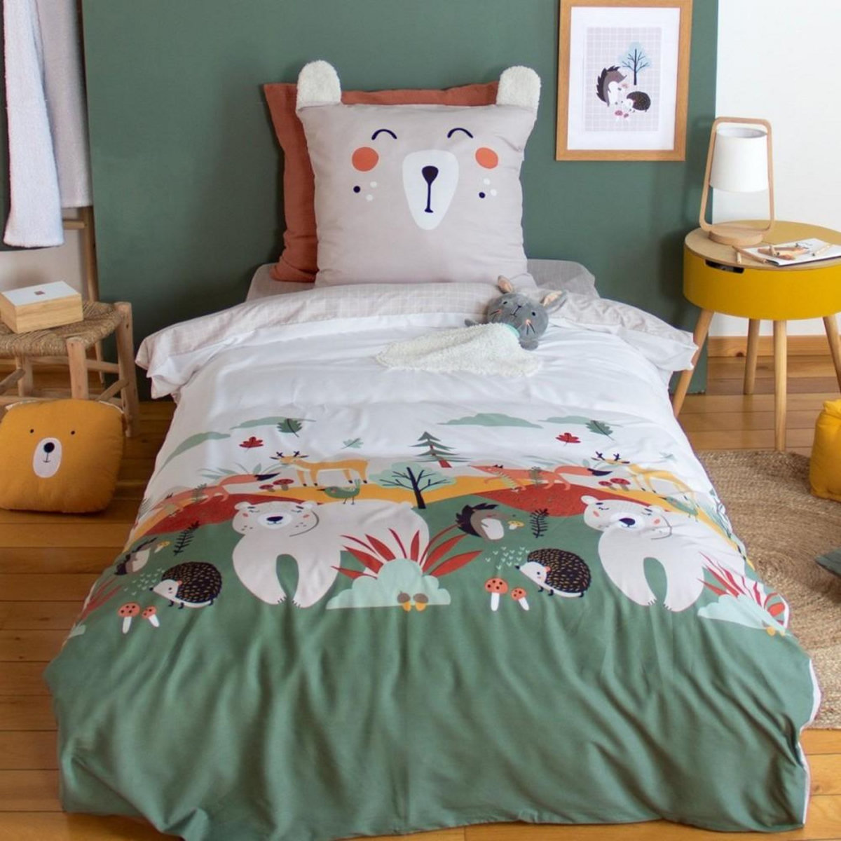 COTE DECO Housse de couette 140x200 + 1 taie FOREST