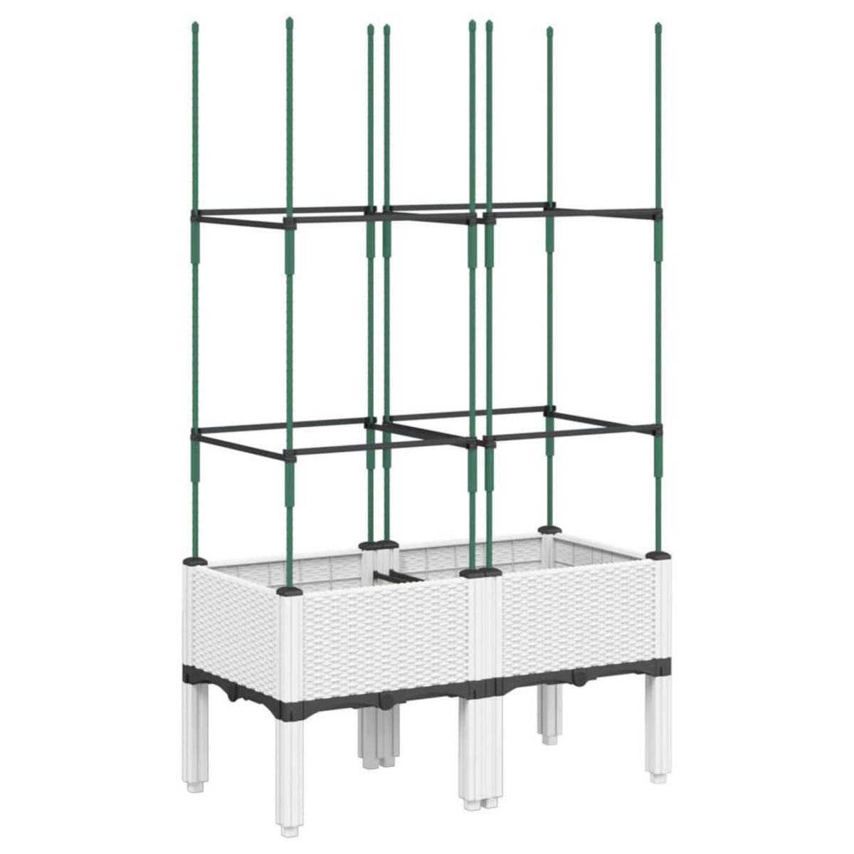 VIDAXL Jardiniere avec treillis blanc 80x40x142,5 cm PP