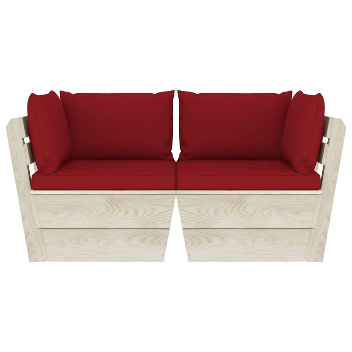 VIDAXL Canape palette a 2 places de jardin avec coussins Bois d'epicea