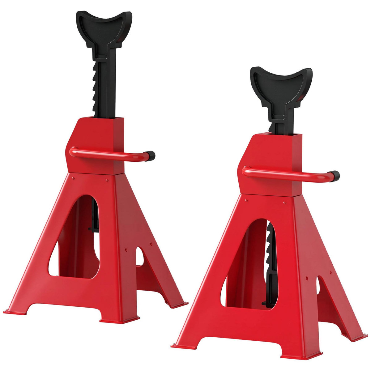 HOMCOM Lot de 2 chandelles voiture - chandelles de levage 3T hauteur réglable 290-425 mm - acier fonte rouge