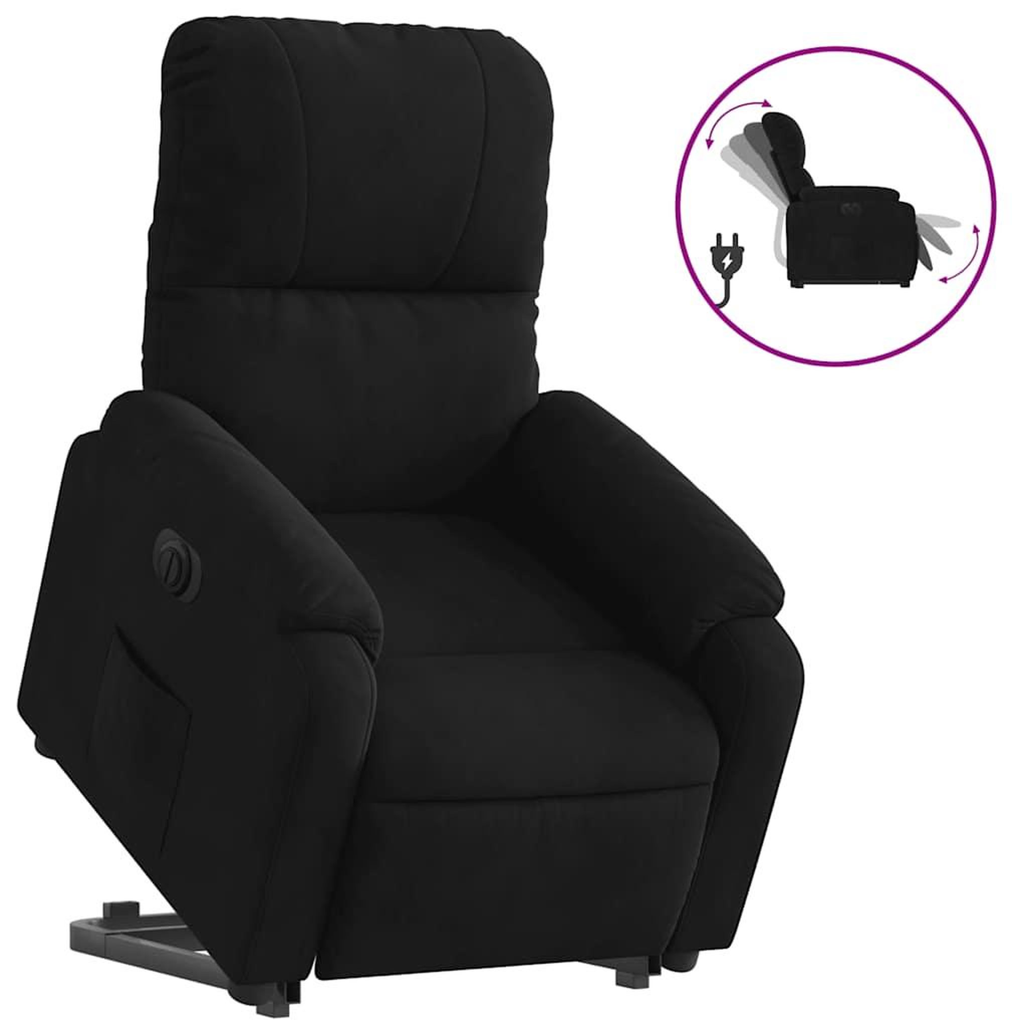 Voir la diapositive 2 : VIDAXL Fauteuil inclinable electrique noir tissu microfibre