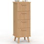 Voir la diapositive 1 : ID MARKET Meuble d'appoint 4 tiroirs JULIETTE 30 cm chiffonnier effet lattes tasseau bois coloris chêne