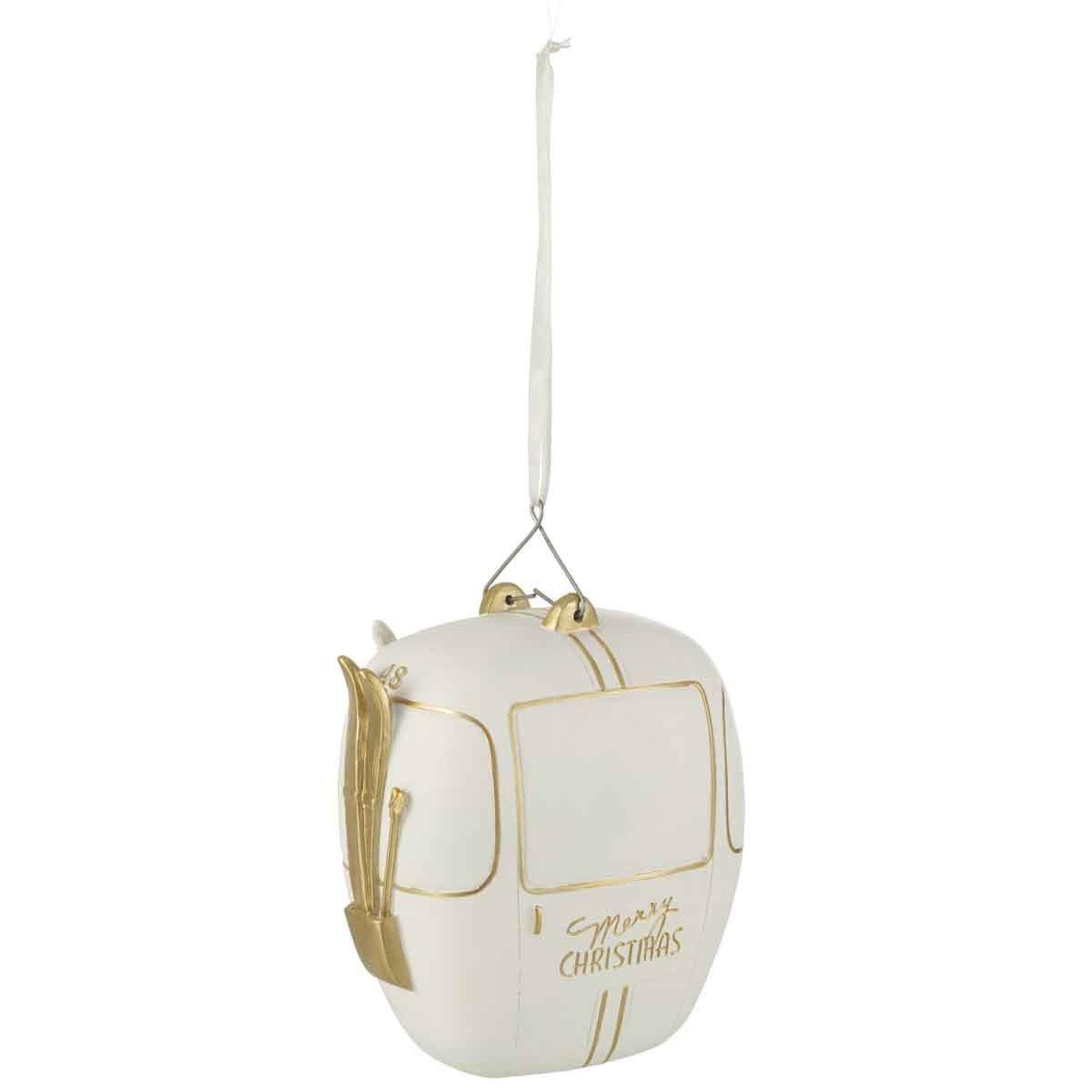 Voir la diapositive 2 : J-LINE Boule de Noël  Téléphérique  20cm Blanc & Or