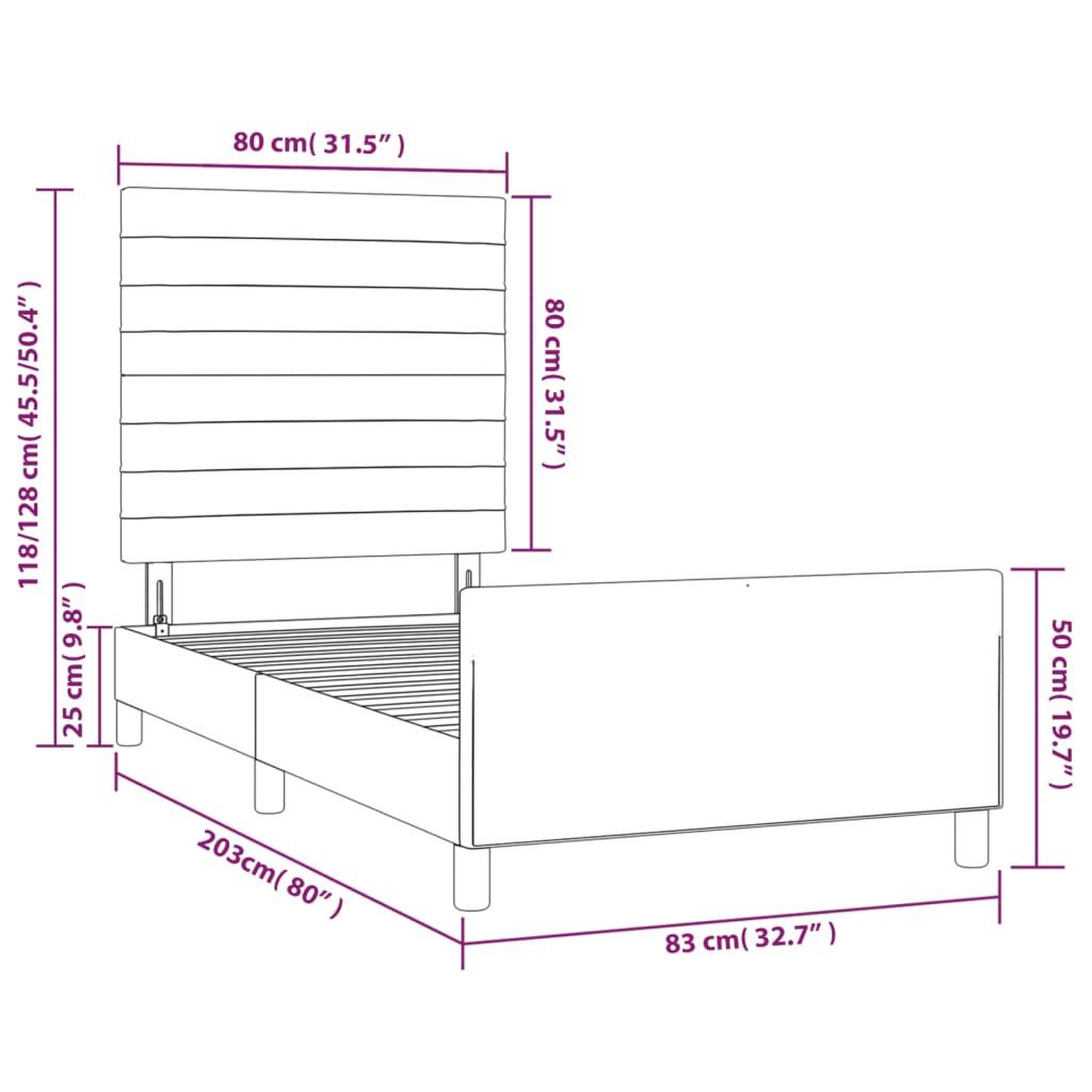 Voir la diapositive 6 : VIDAXL Cadre de lit sans matelas gris clair 80x200 cm tissu