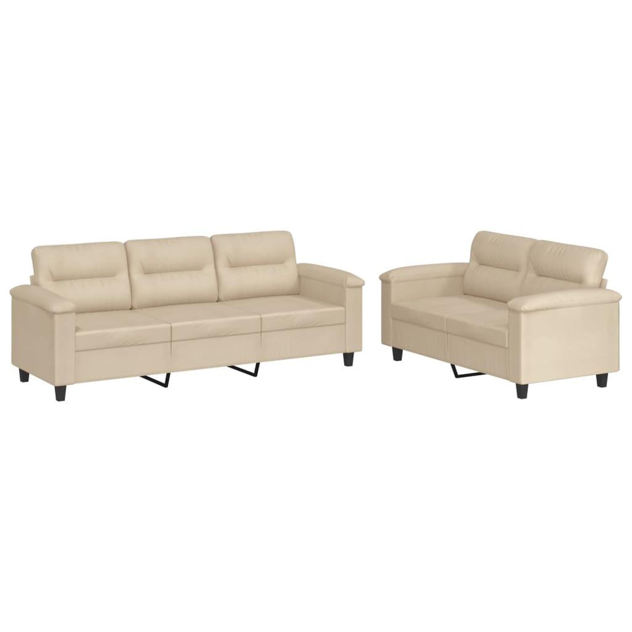 Voir la diapositive 2 : VIDAXL Ensemble de canapes 2 pcs avec coussins creme tissu microfibre