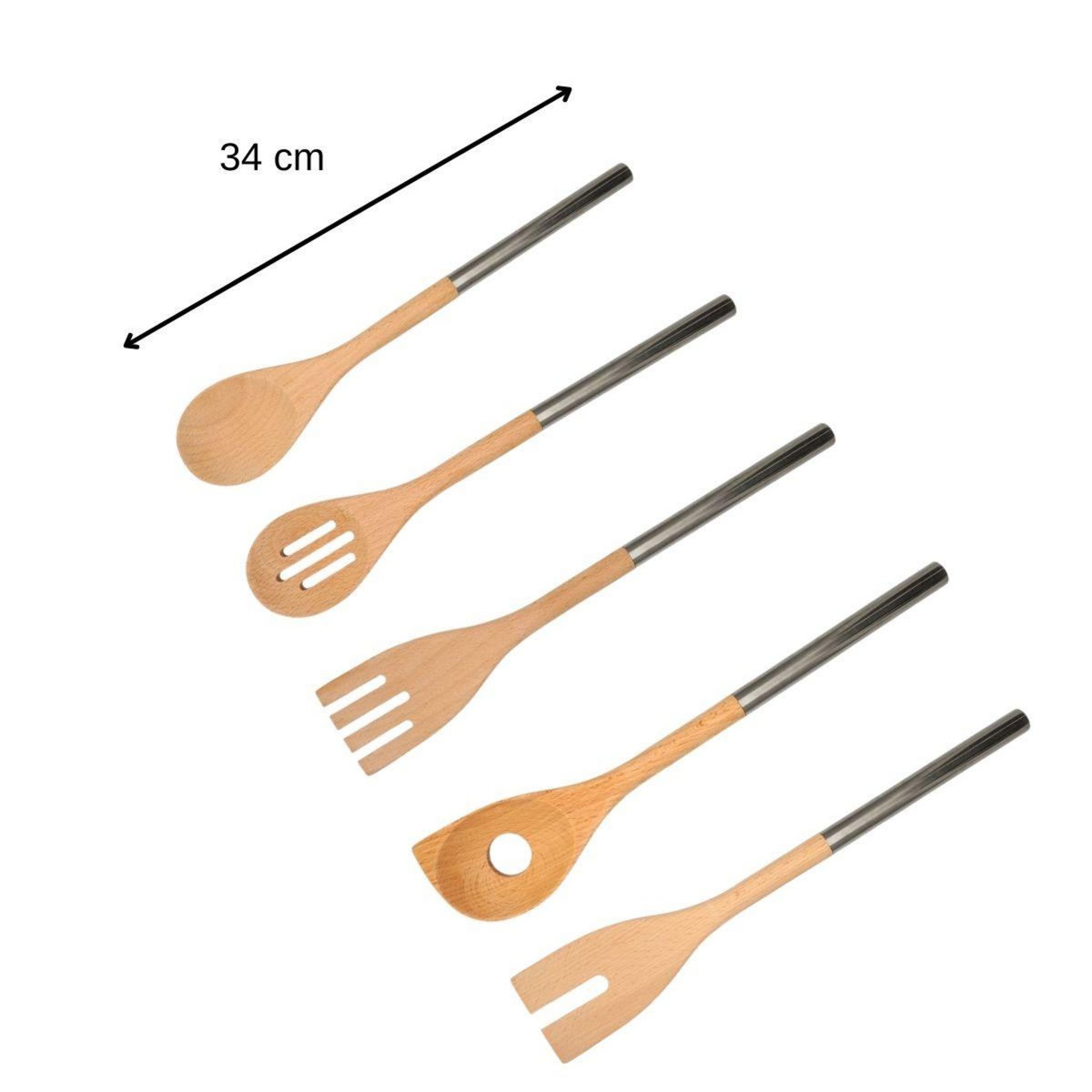 Fackelmann Ensemble de 5 couverts en bois et inox Fackelmann Boissellerie