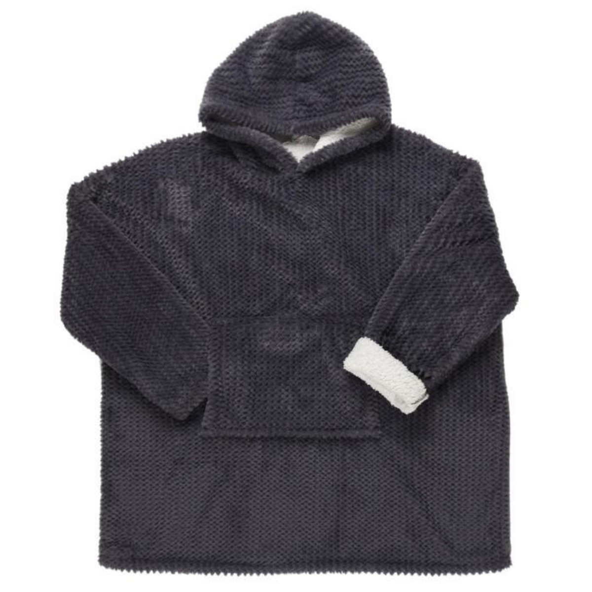 Paris Prix Plaid Sweat à Capuche  Chevron  85x115cm Gris Foncé