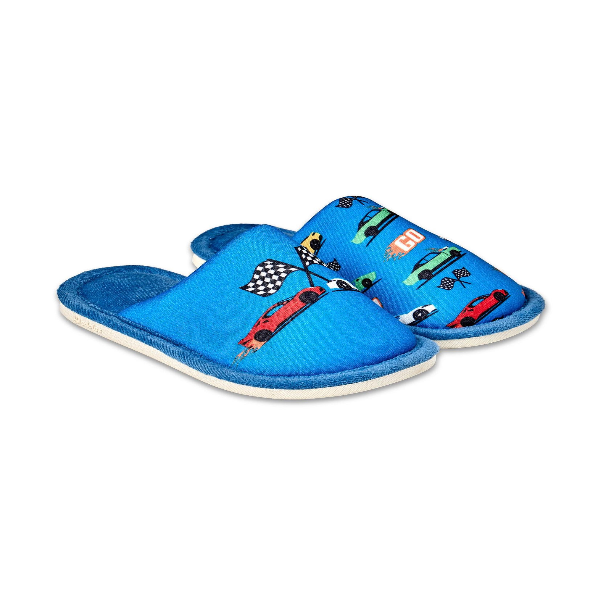 DEDOLES Pantoufles enfants voitures rapides. Coloris disponibles : Bleu