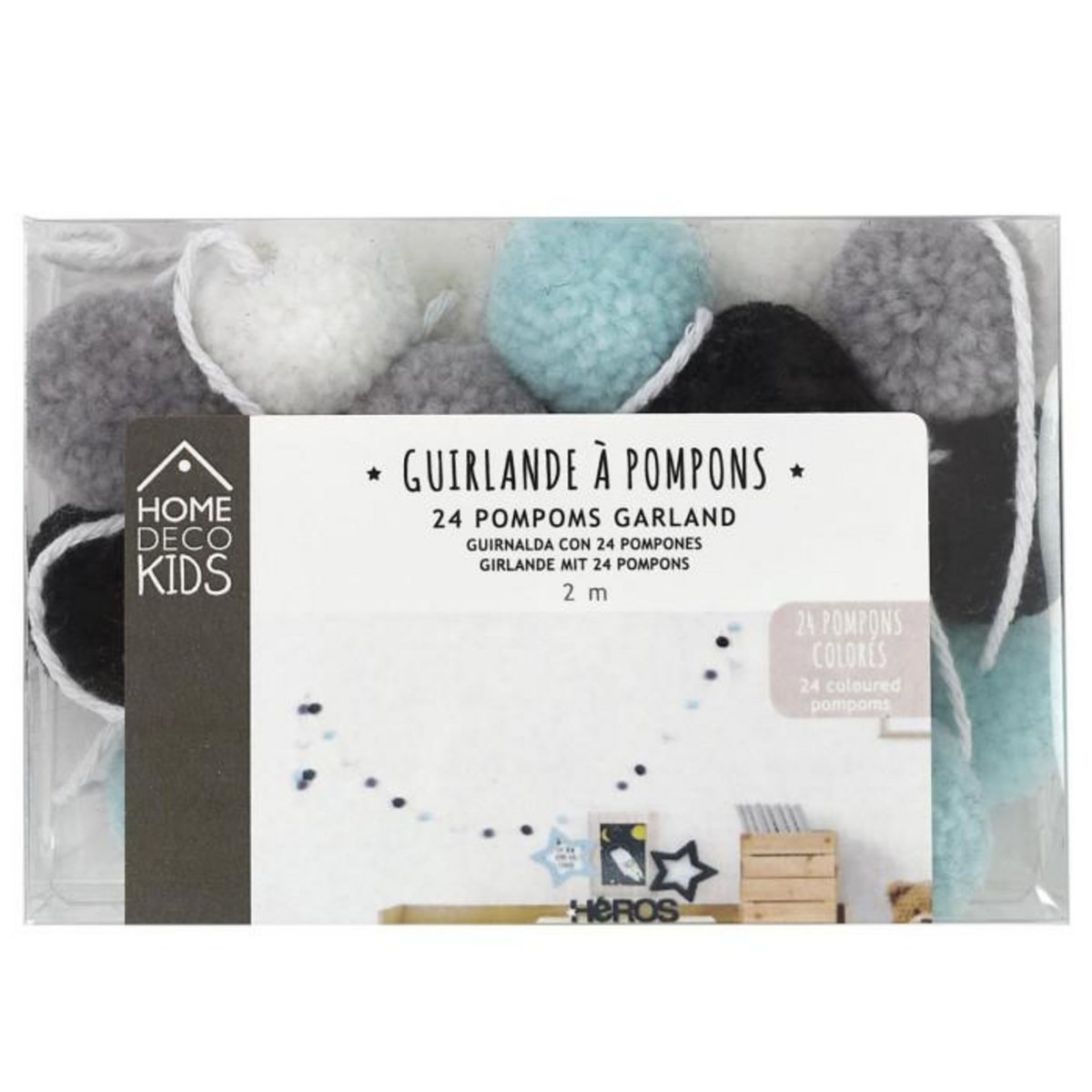 Paris Prix Guirlande 24 Pompons  Boule Garçon  2m Multicolore