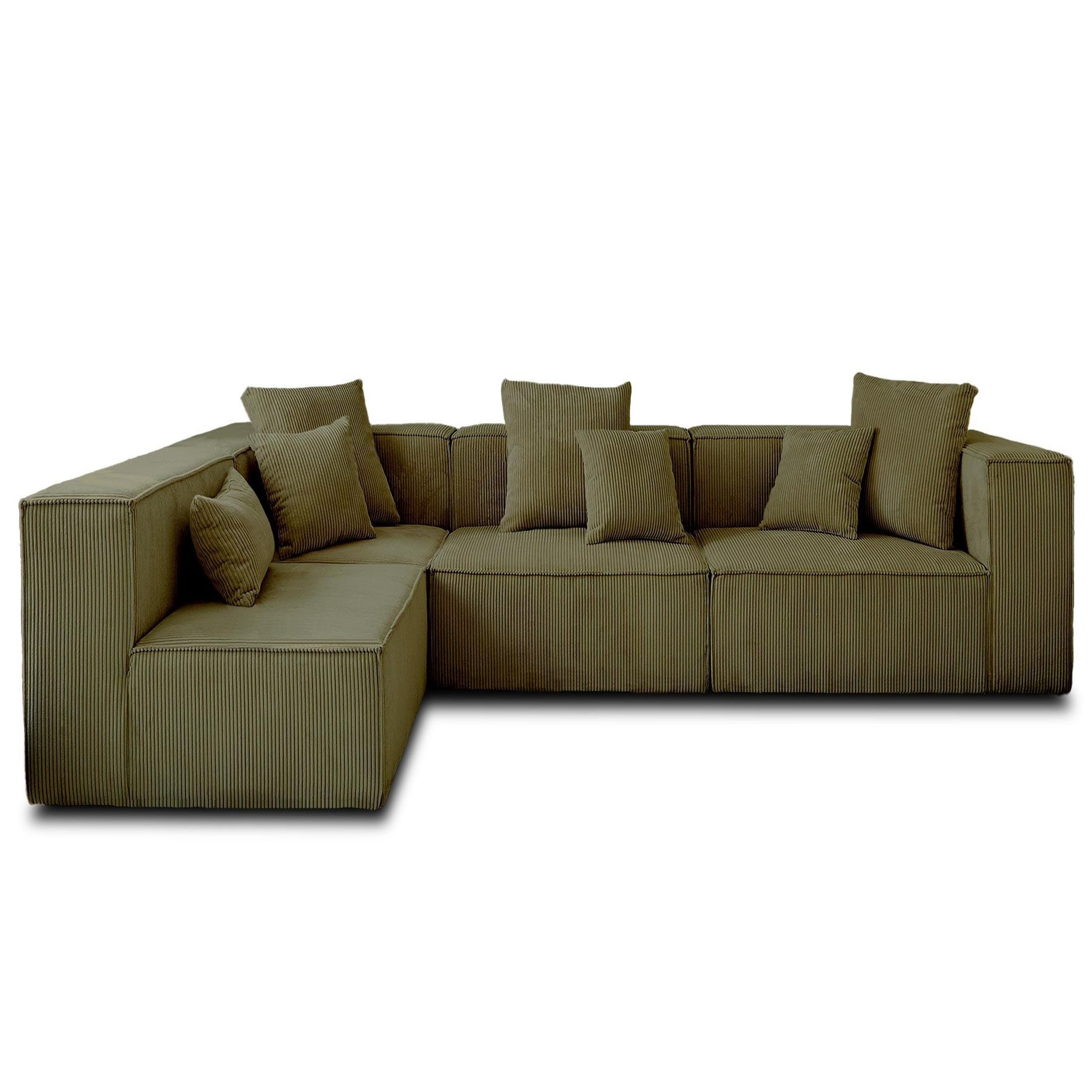 Voir la diapositive 1 : BEST MOBILIER Colombine - canapé modulable d'angle gauche - 6 places - en velours côtelé