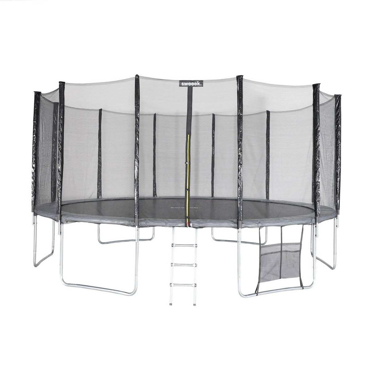 SWEEEK Trampoline 490cm gris avec filet de protection. échelle. bâche. filet pour chaussures. kit d'ancrage