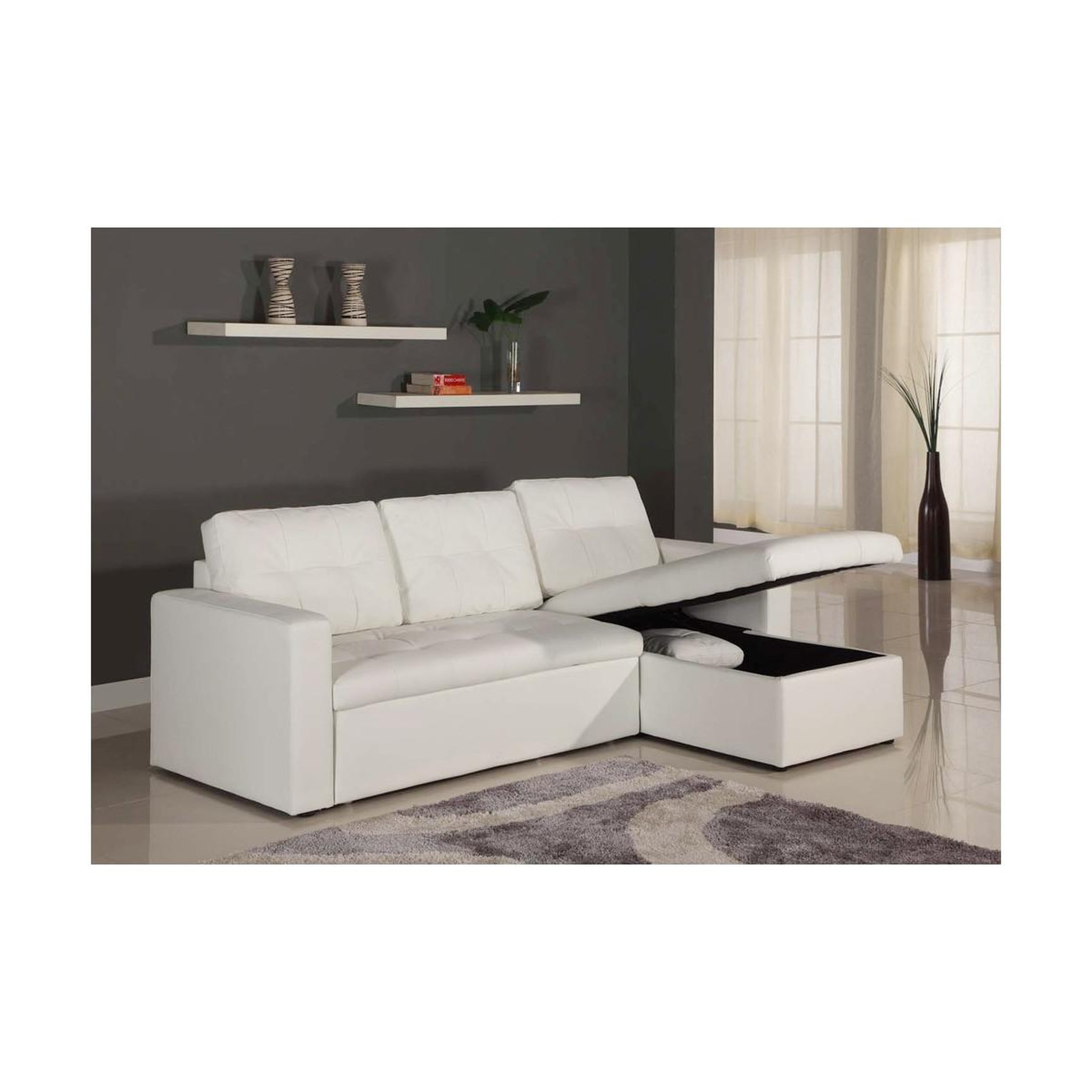 Voir la diapositive 3 : Paris Prix Canapé d'angle convertible  corto  221cm blanc