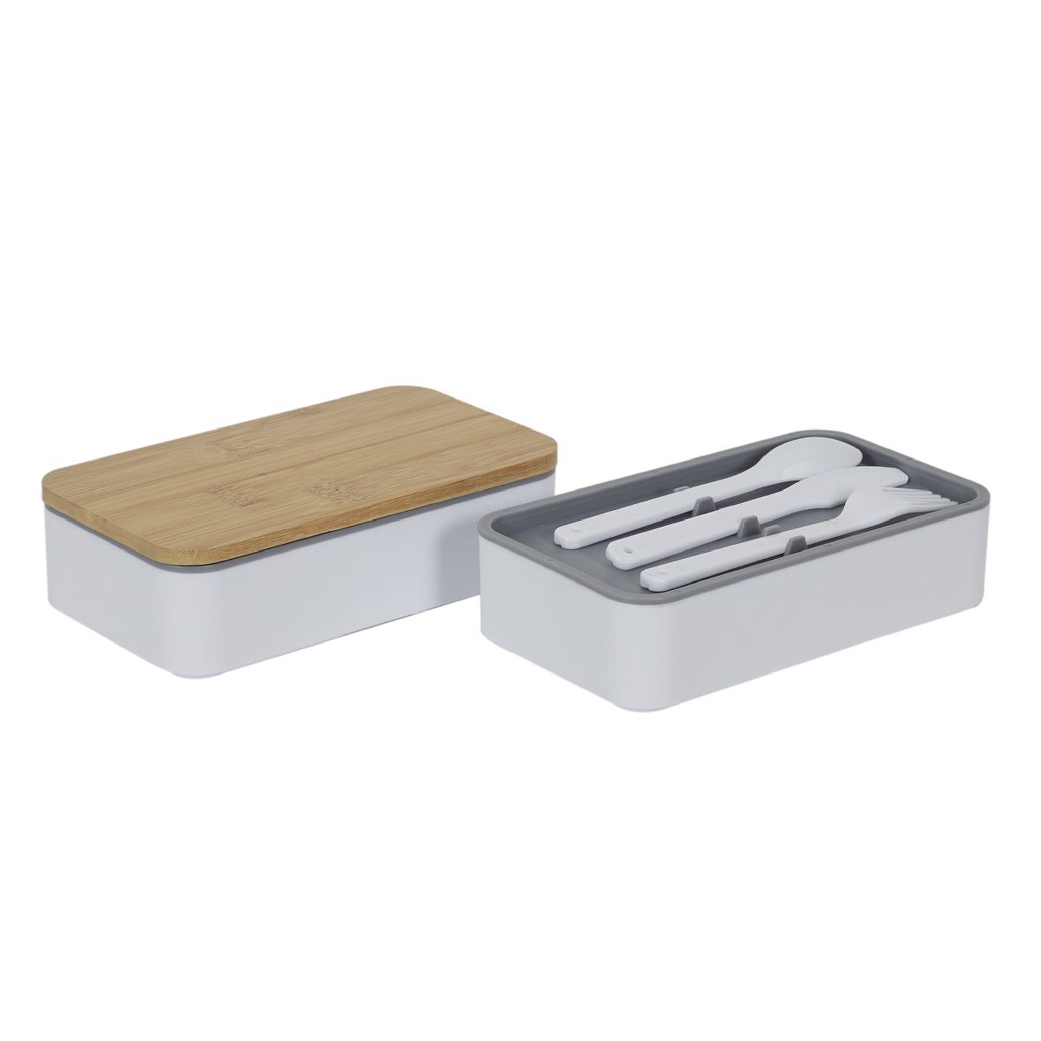 Voir la diapositive 3 : Lunch box 2 niveaux avec couverts