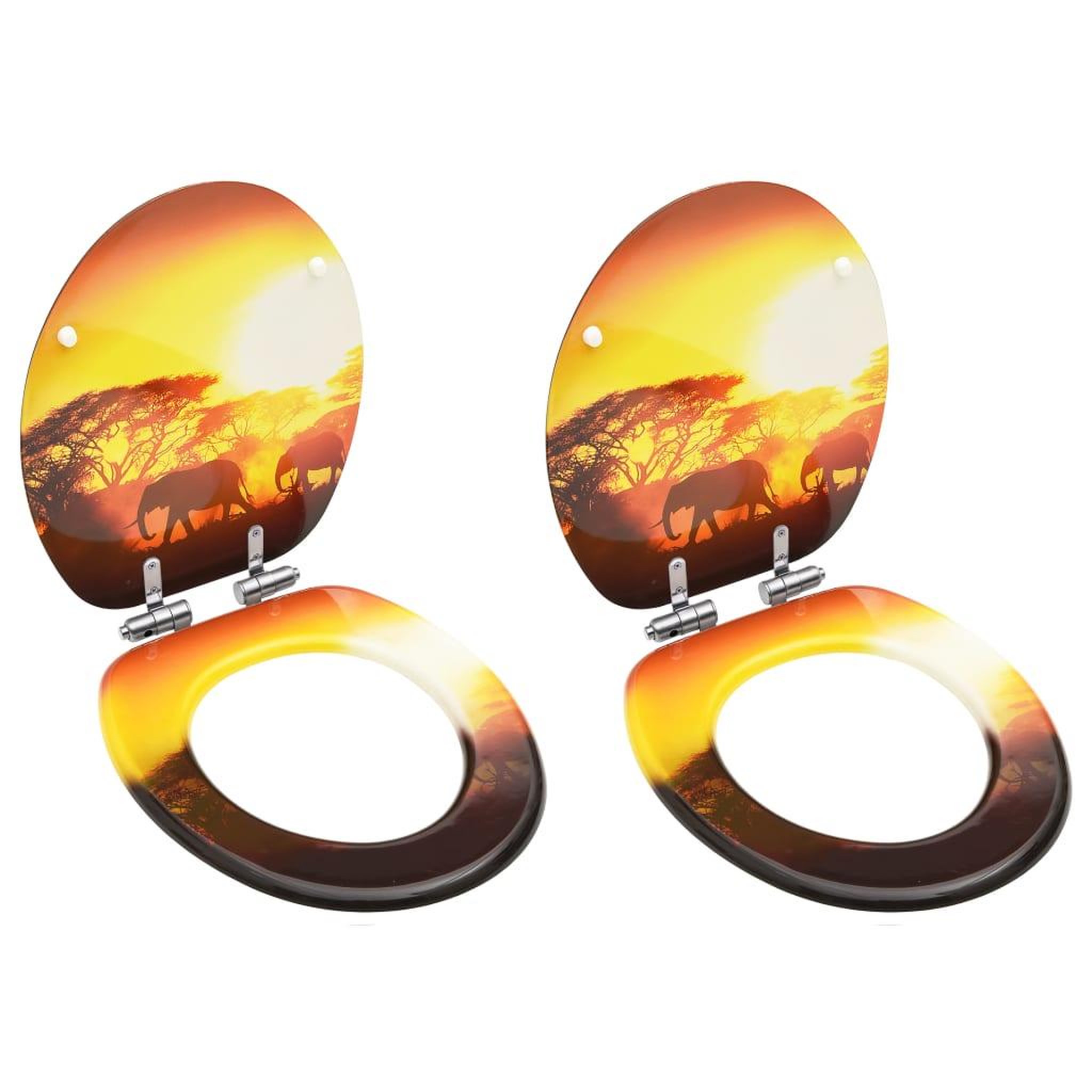 Voir la diapositive 1 : VIDAXL Sieges WC et couvercle a fermeture en douceur 2 pcs MDF Savane