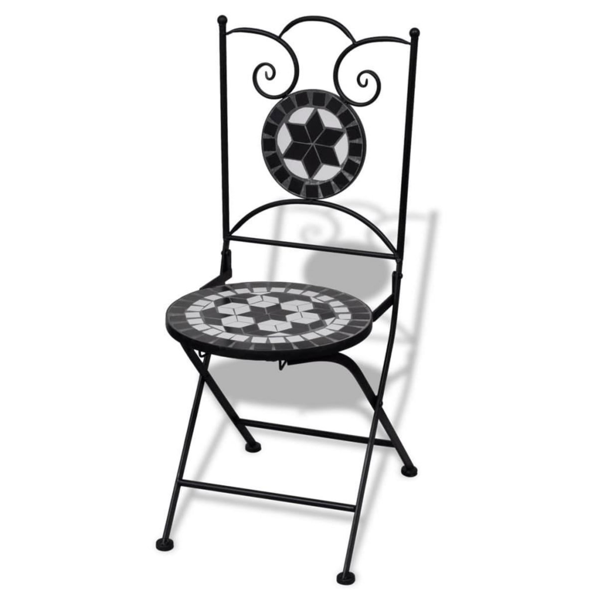VIDAXL Chaises pliables de bistro lot de 2 Ceramique Noir et blanc