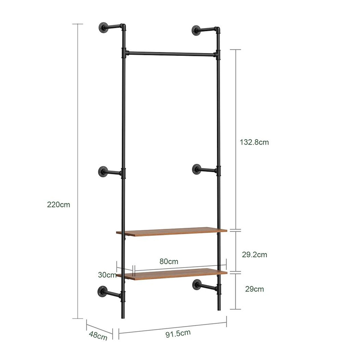 SOBUY Porte-manteaux mural avec étagères Noir 91,5x48x220cm KLS20-SCH