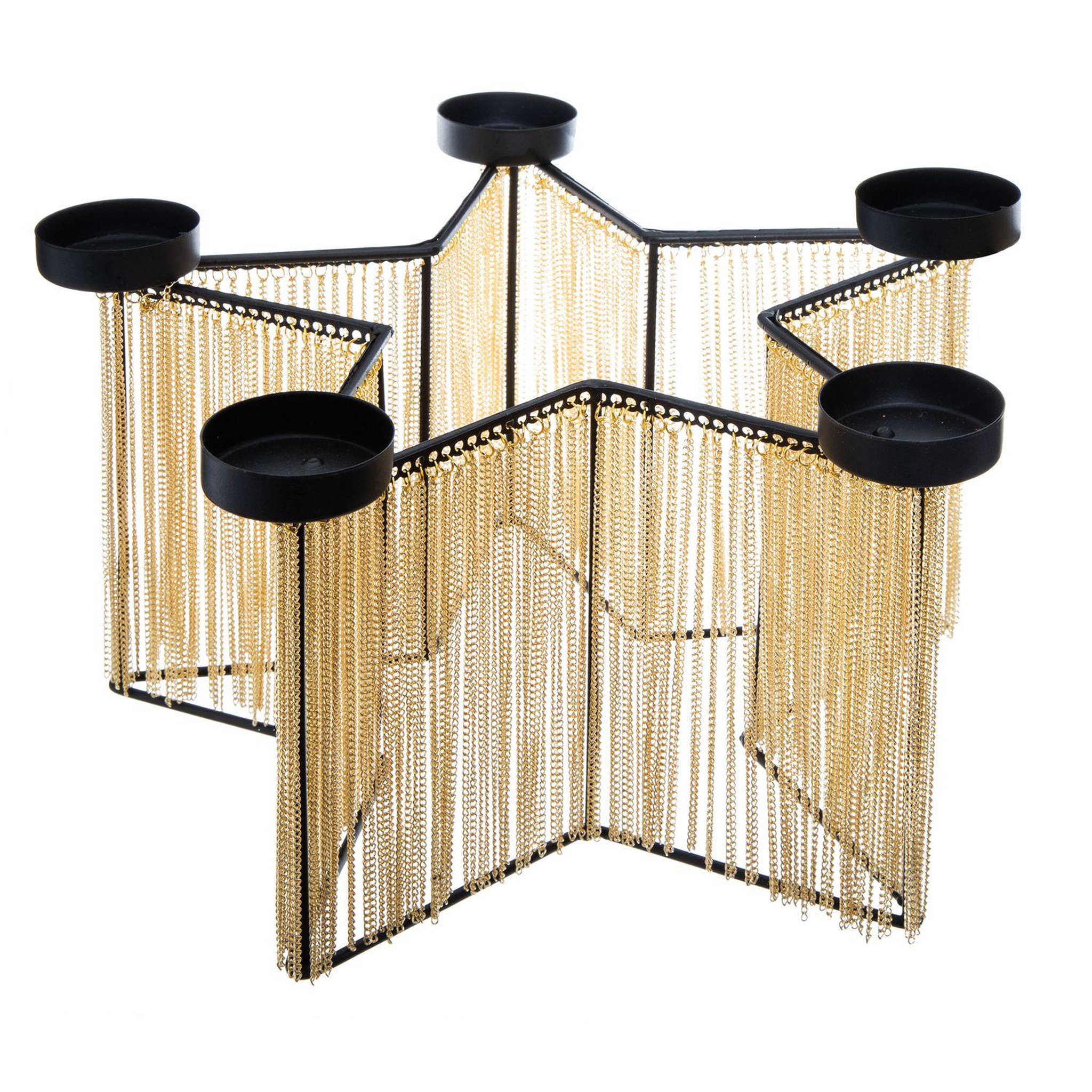 FEERIC LIGHT & CHRISTMAS Photophore de noël design milano - 5 bougies - noir