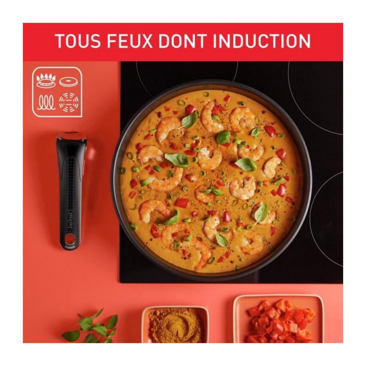 TEFAL TEFAL INGENIO Batterie de cuisine 13 pcs, Induction, Acier inoxydable, Revetement antiadhésif durable, Emotion On L897DS04