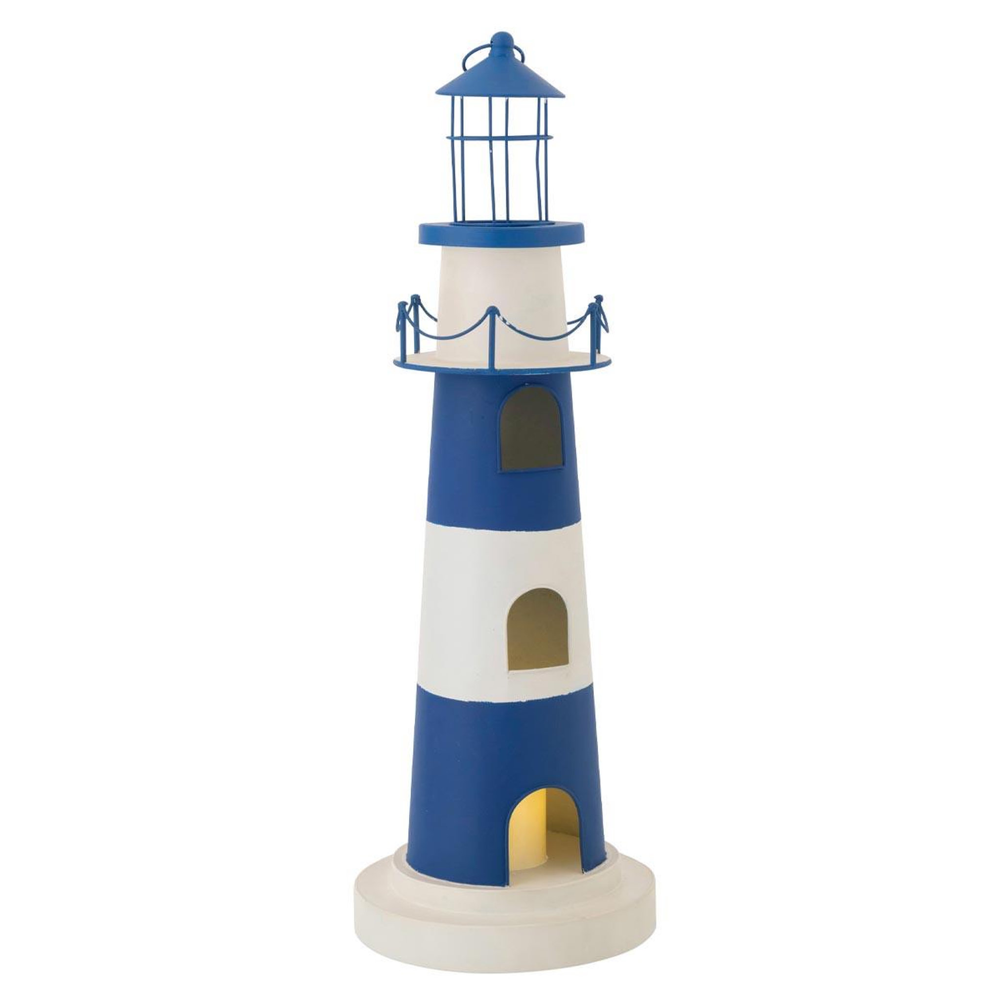 Voir la diapositive 2 : J-LINE Phare déco lumineux  mer  84cm bleu & blanc