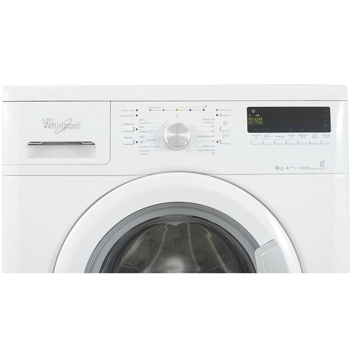 WHIRLPOOL Lave-linge hublot AWOD 4836, 8 Kg, 1400 T/min