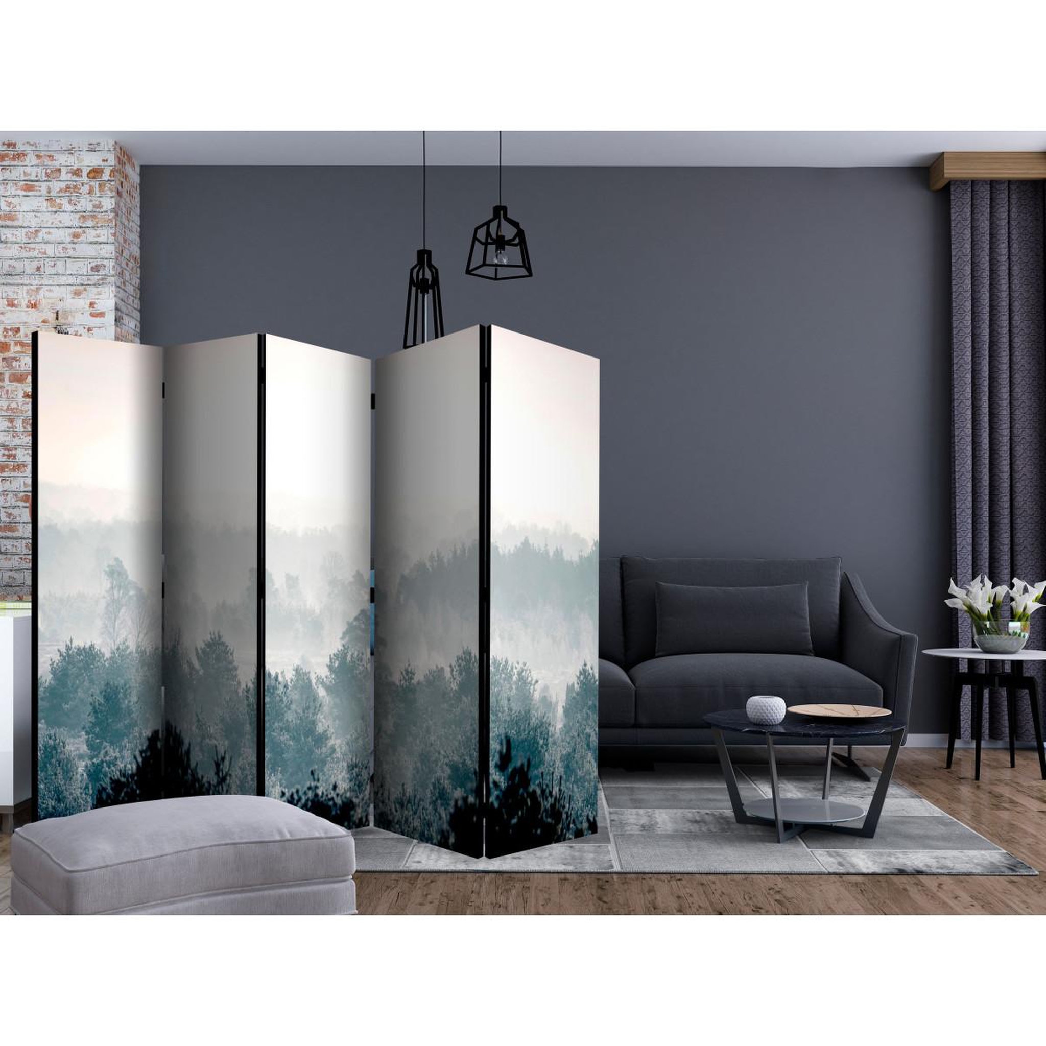 Voir la diapositive 2 : Paris Prix Paravent 5 volets  winter forest  172x225cm