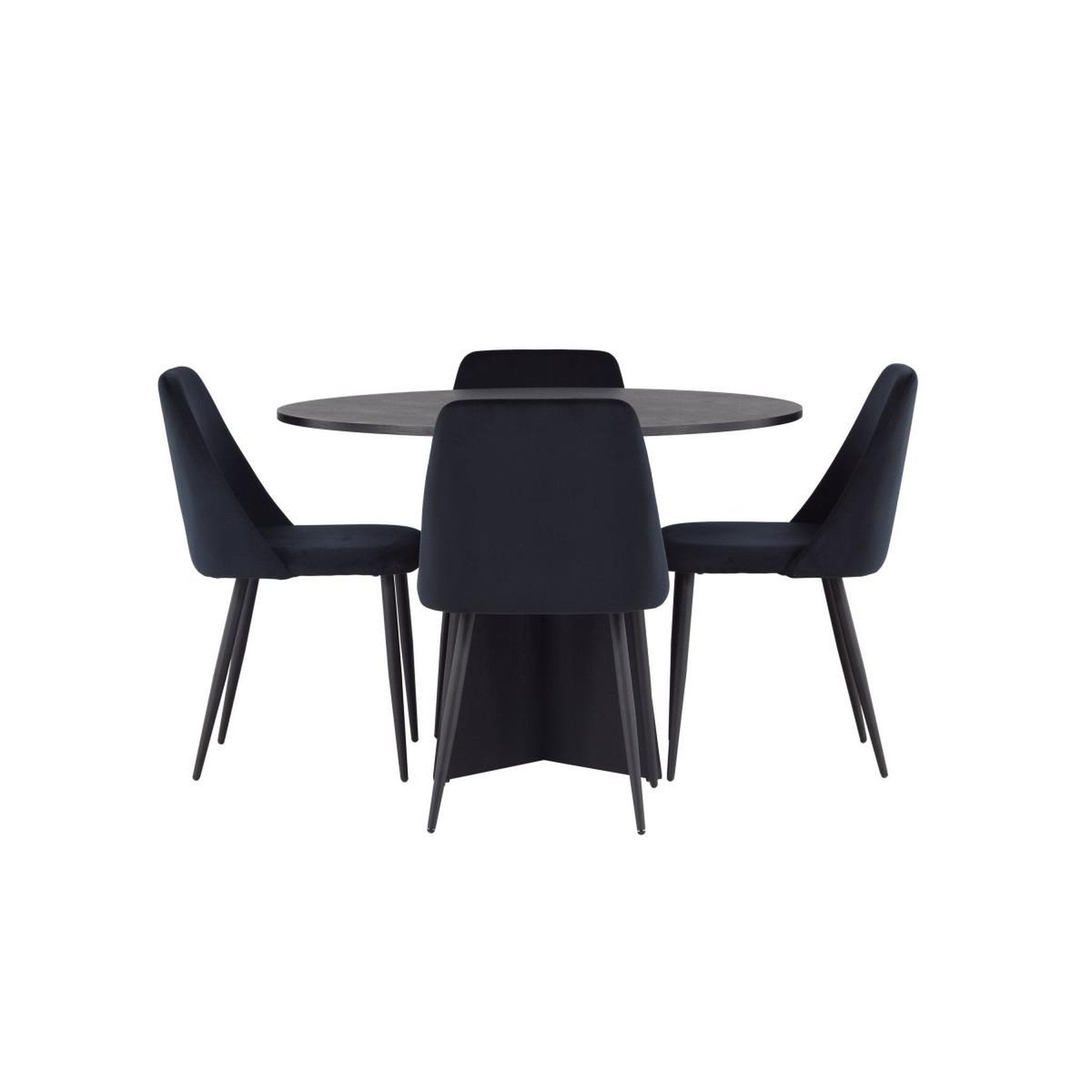Voir la diapositive 2 : Paris Prix Ensemble table à manger & 4 chaises  bootcut & night  110cm noir