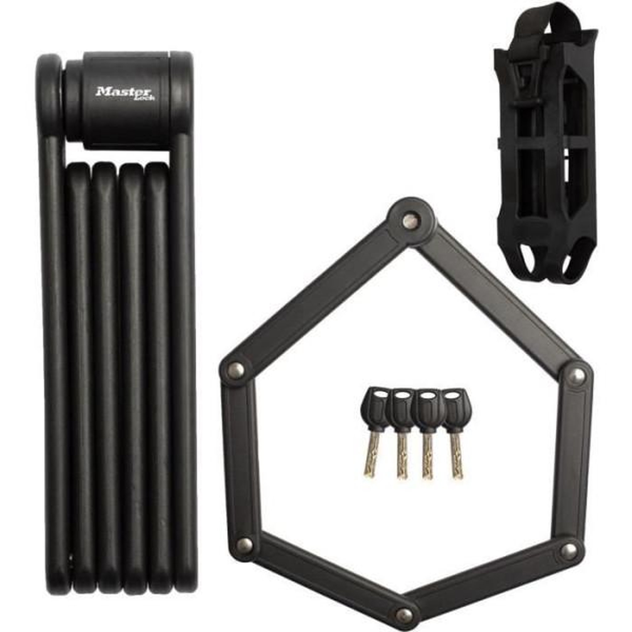 Master lock Antivol Vélo Pliable - MASTER LOCK - 8335EURDPRO - Acier Trempé, 4 Clés, Support Inclus