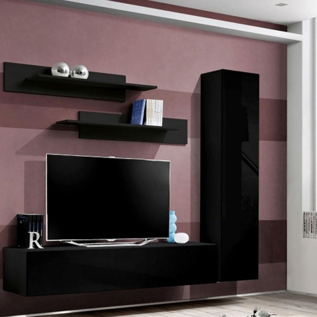 Paris Prix Meuble TV Mural Design  Fly I  260cm Noir