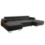 Voir la diapositive 6 : BEST MOBILIER Ayden - canapé panoramique en u 7 places convertible avec coffre et têtières réglables en tissu