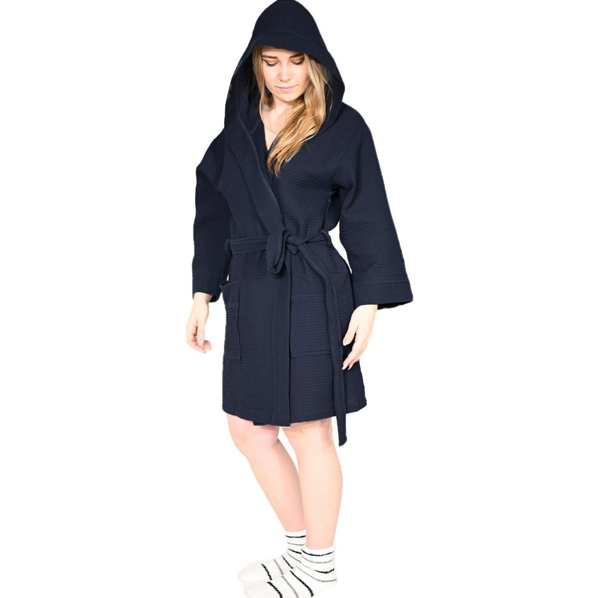 Sensei Maison Peignoir mi-long nid d'abeille SPA CAPUCHE