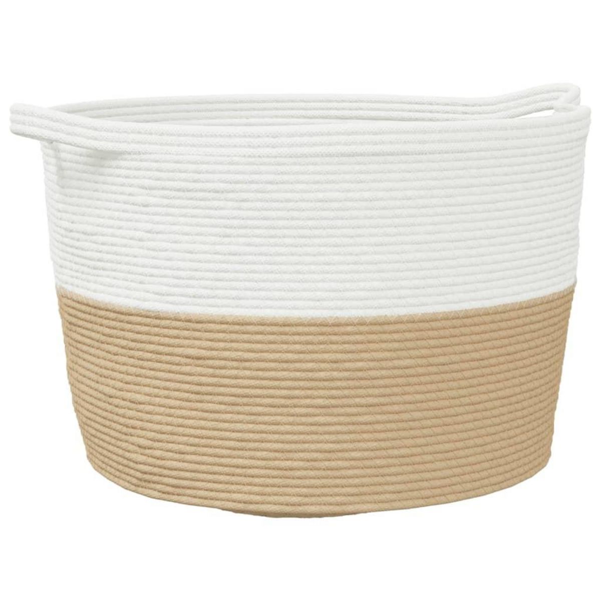 VIDAXL Panier a linge beige et blanc Ø60x36 cm coton