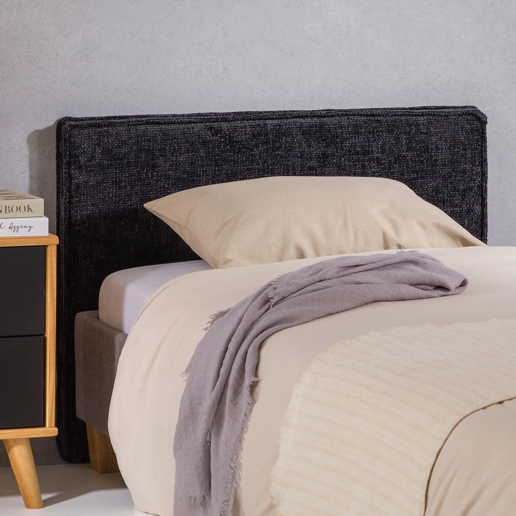 Voir la diapositive 4 : IDIMEX Tête de lit yolan 90 sur pieds, en tissu