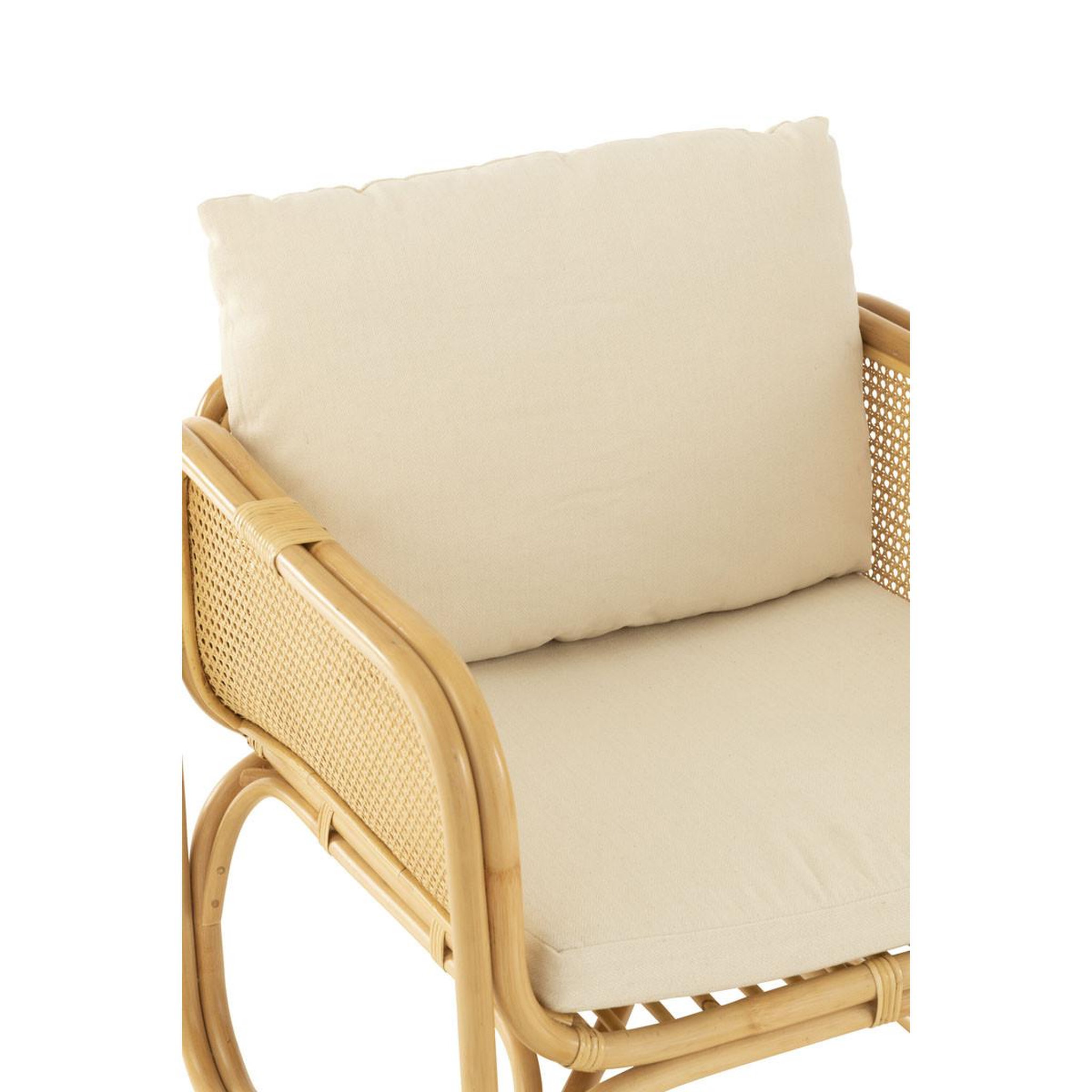 Voir la diapositive 5 : J-LINE Fauteuil en rotin & coussin  joey  67cm naturel