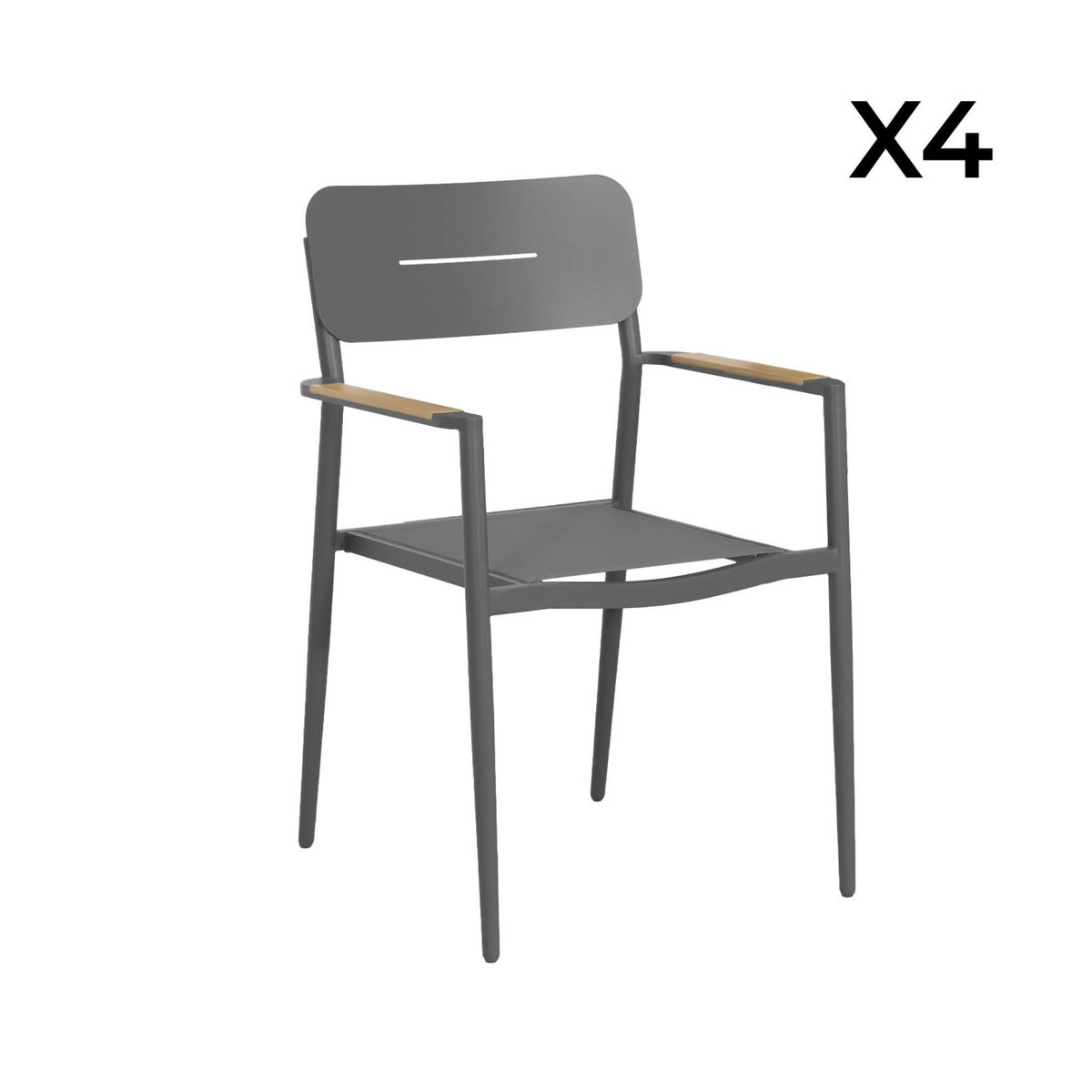 SWEEEK Lot de 4 fauteuils de jardin aluminium et textilène - Fira