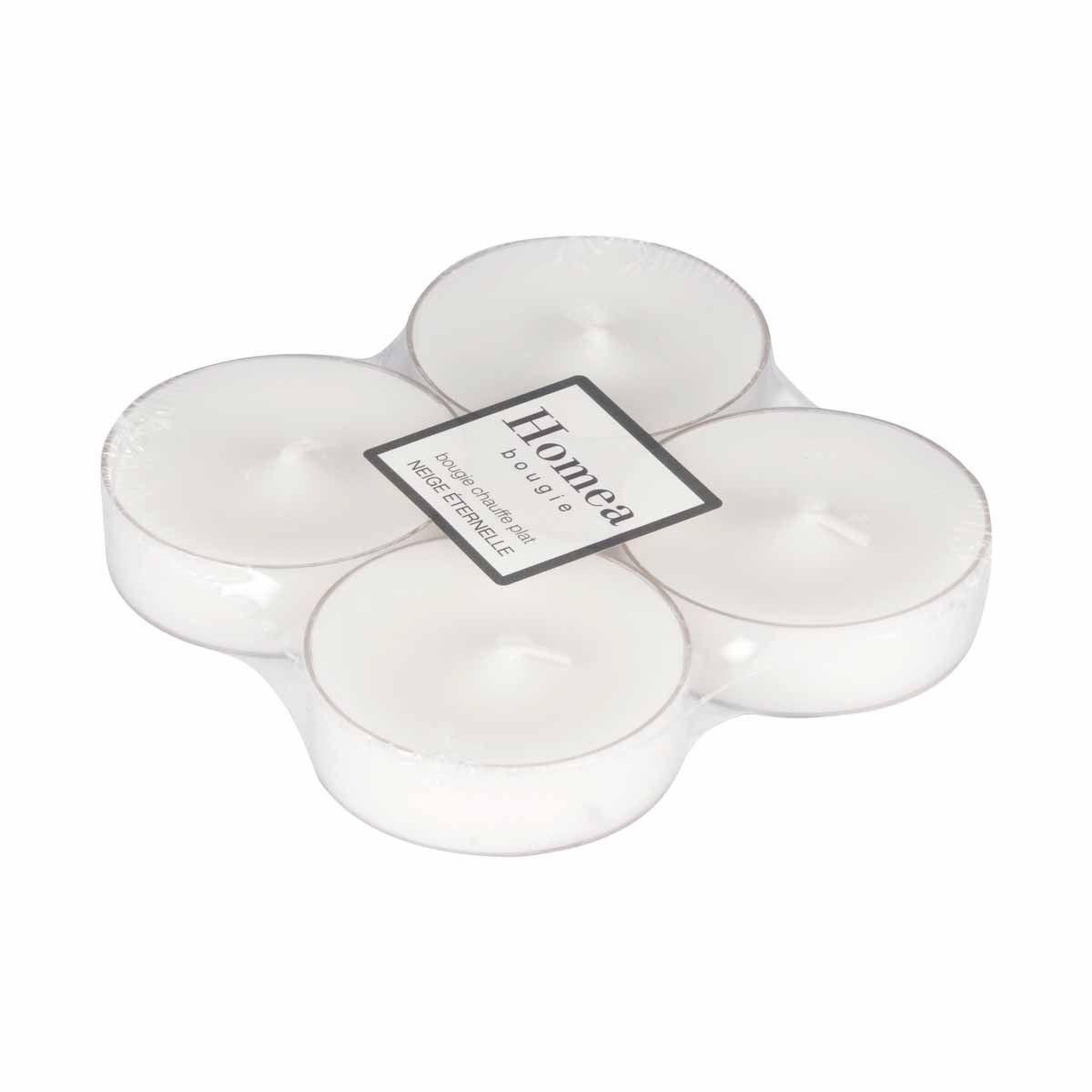 Voir la diapositive 2 : HOMEA Lot de 4 bougies parfumées chauffe-plat  trendie  neige éternelle