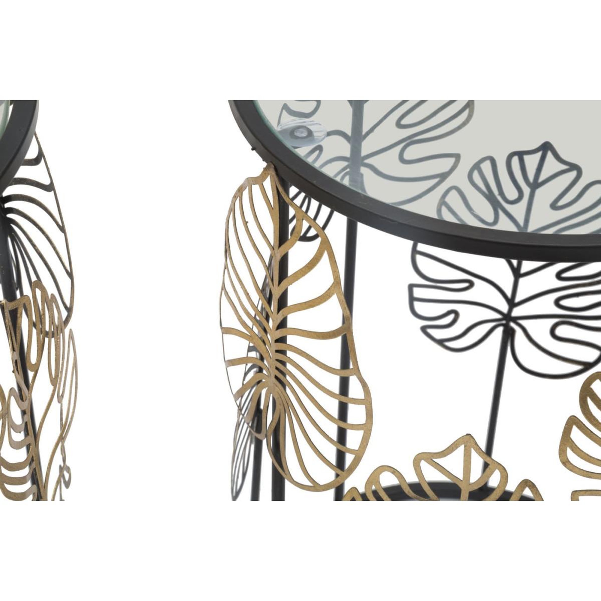 Voir la diapositive 4 : Paris Prix Lot de 2 tables d'appoint  coppia  55cm noir & or