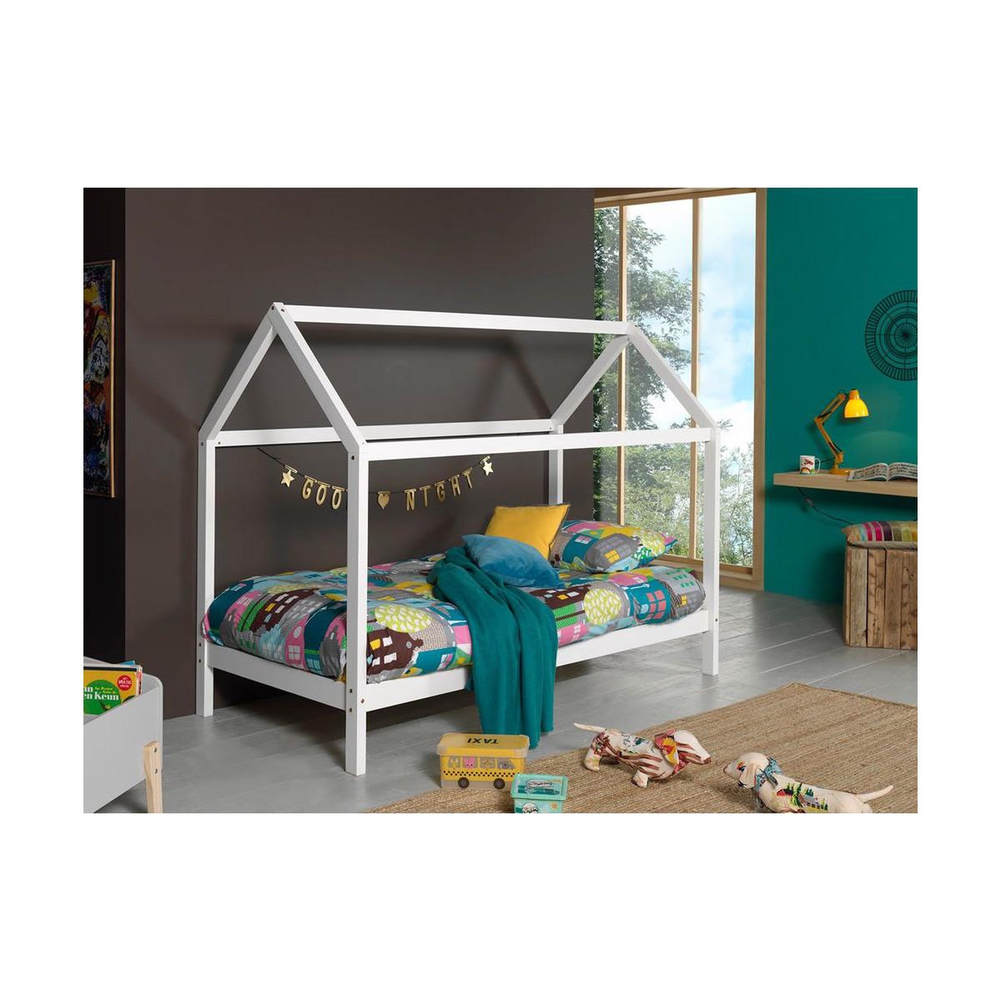 Voir la diapositive 3 : Paris Prix Lit enfant cabane  dallas  90x200cm blanc