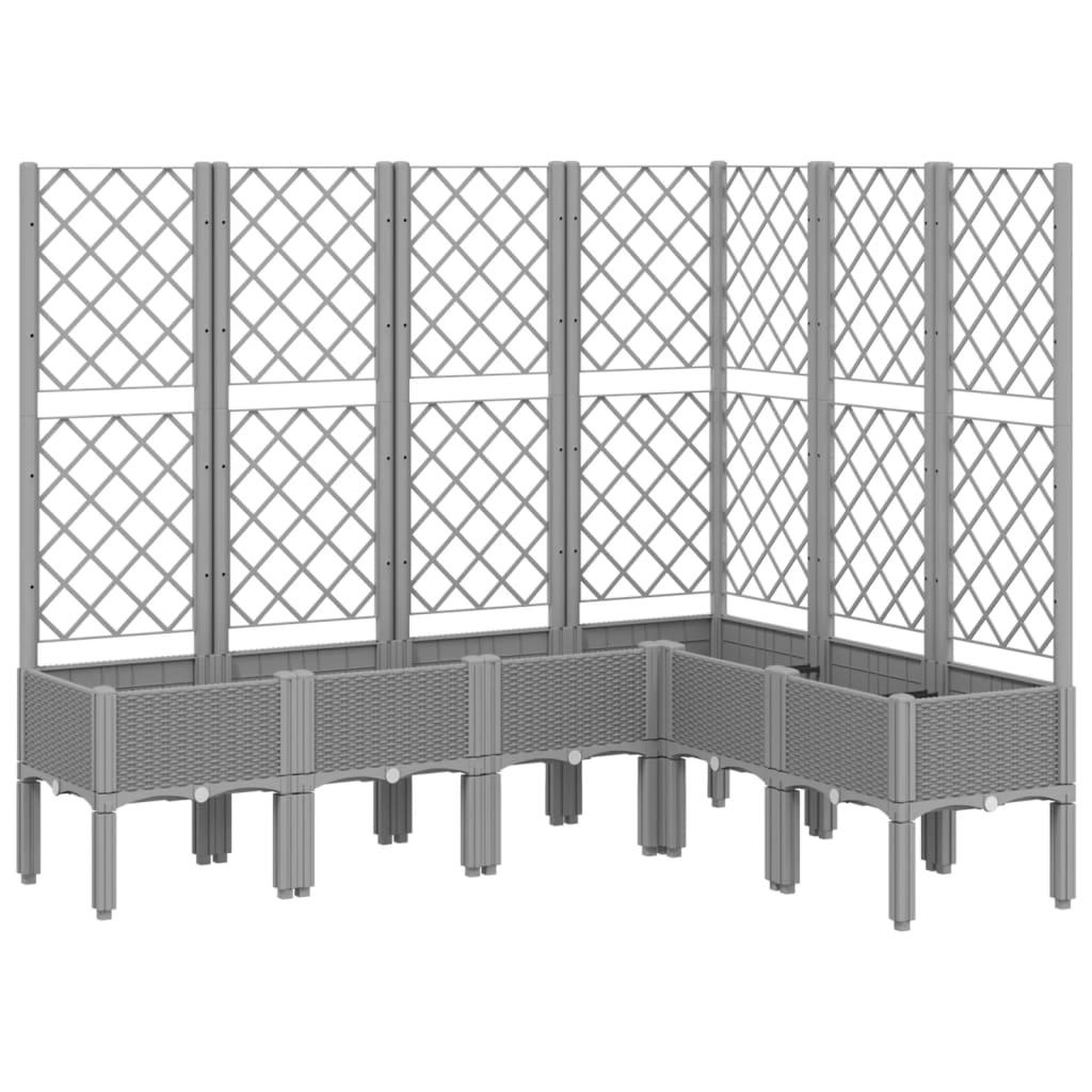 Voir la diapositive 2 : VIDAXL Jardiniere avec treillis gris clair 160x120x142 cm PP