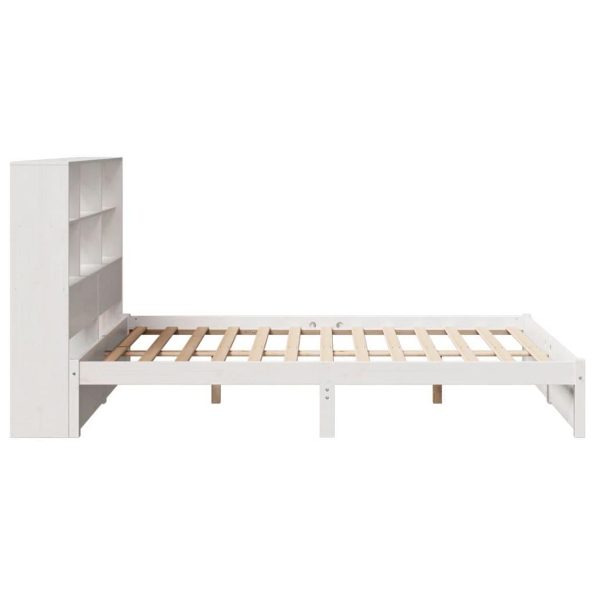 VIDAXL Lit bibliotheque sans matelas blanc 160x200 cm bois pin massif