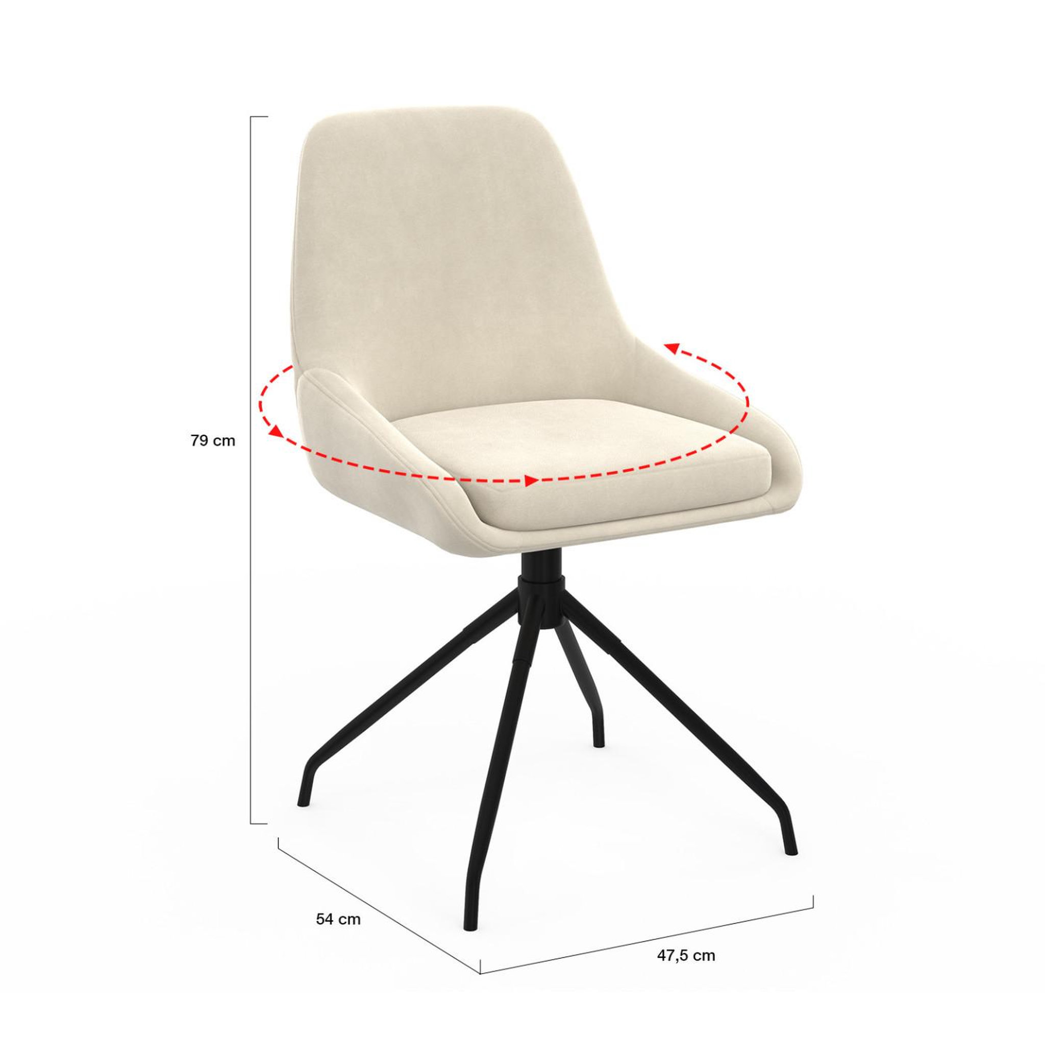 Voir la diapositive 5 : ID MARKET Lot de 4 chaises pivotantes 360° thalya en velours beige avec accoudoirs
